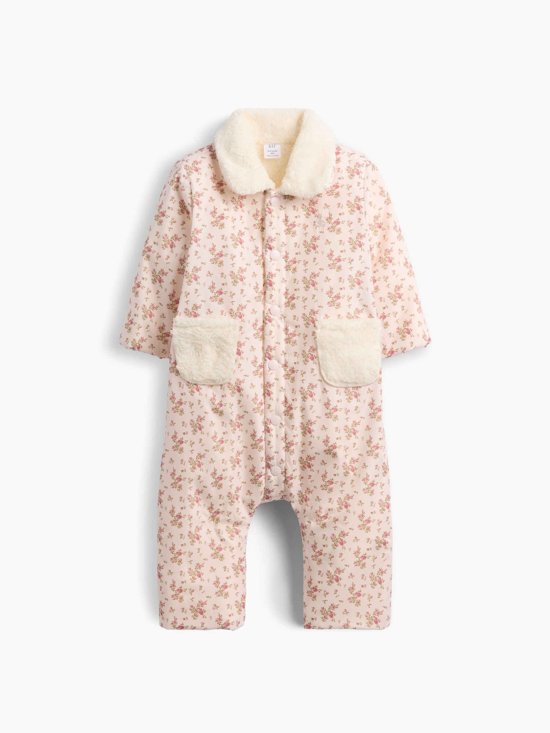 Pink Sherpa-Lined Floral Coated One-Piece - Image 1 of 3