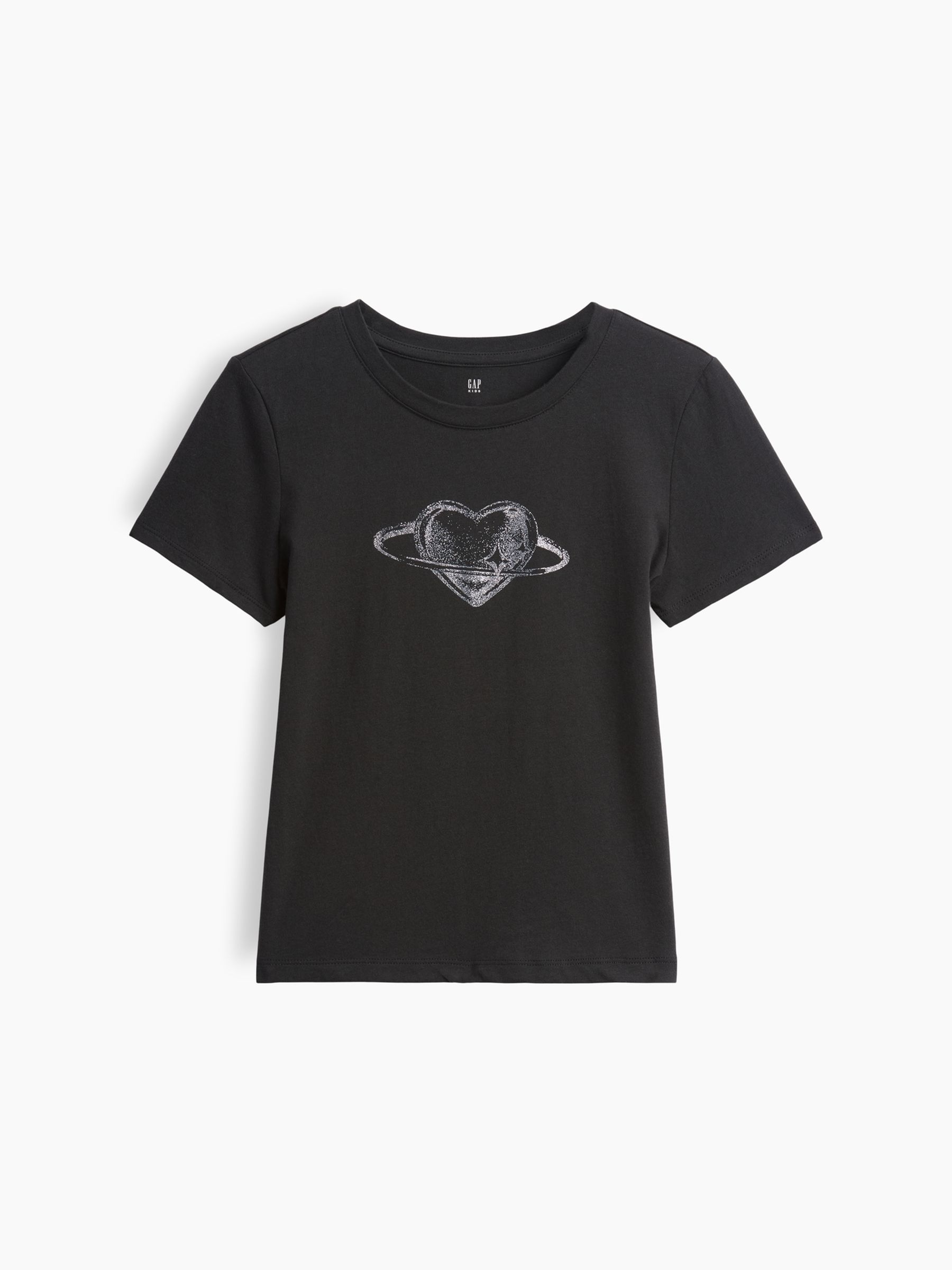 Black Saturn Heart Graphic Short Sleeve T-Shirt - Image 3 of 3