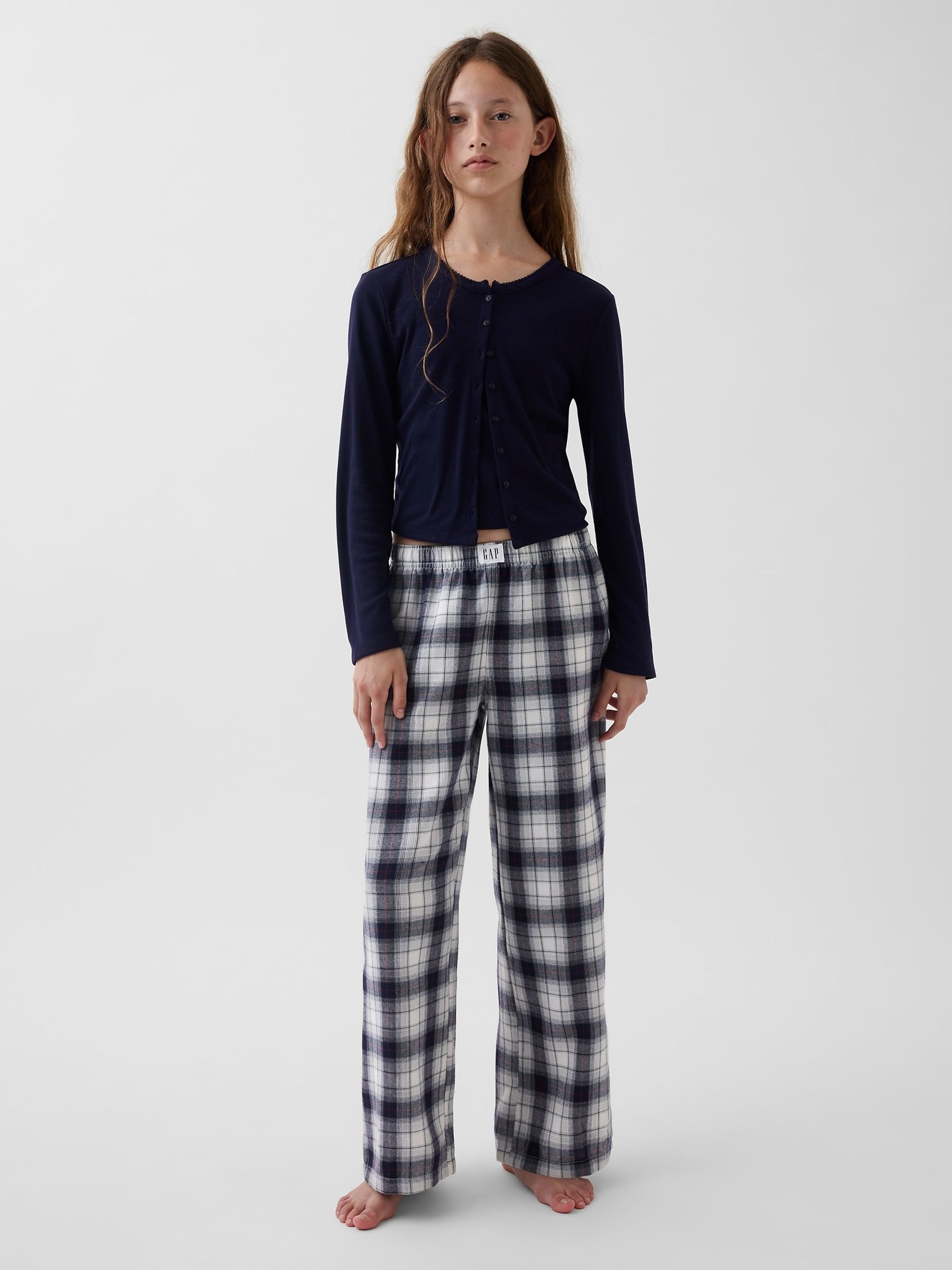 Navy & White Check Flannel Pyjama Bottoms - Image 4 of 6