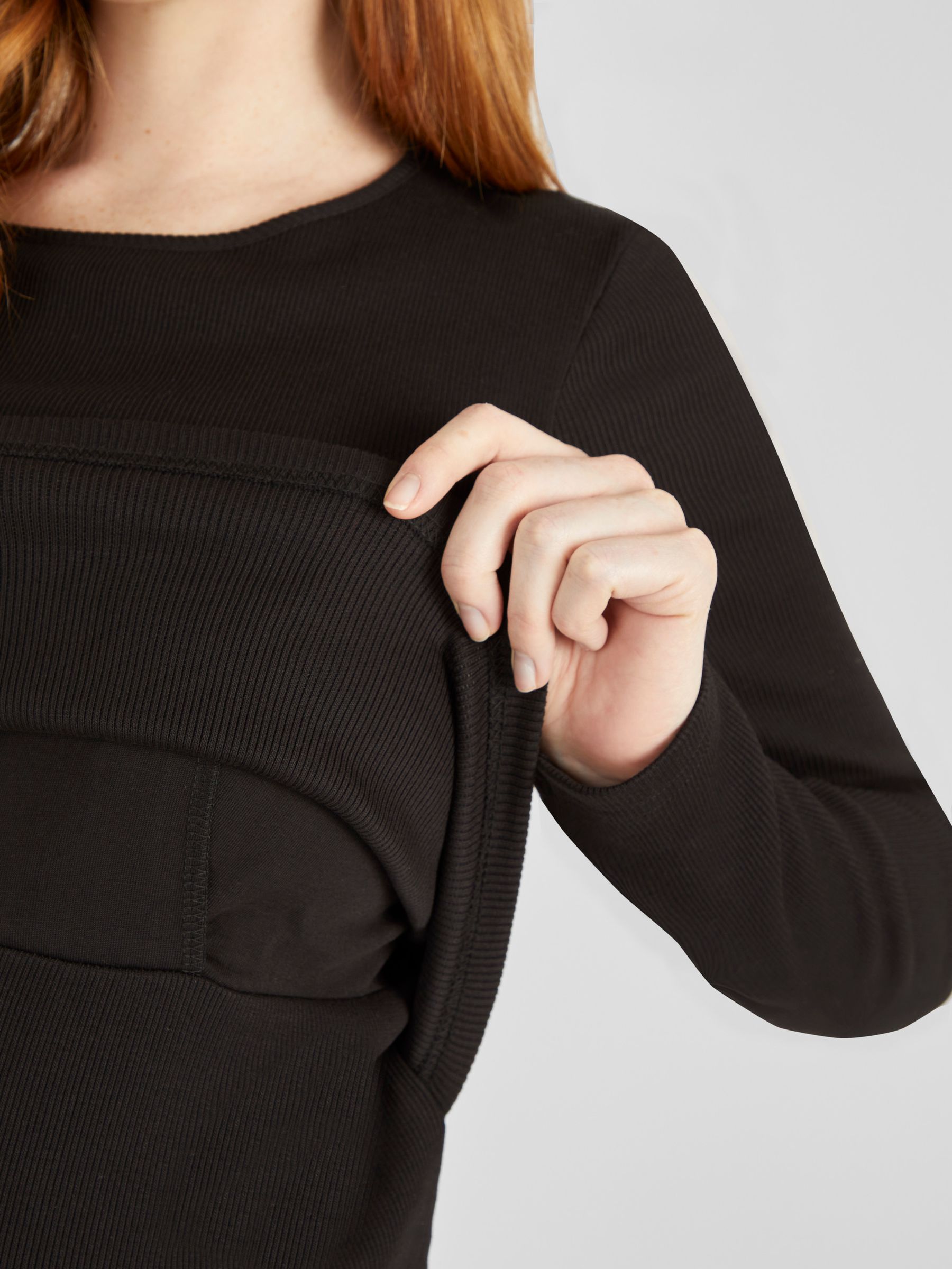 Black Ribbed Jersey Maternity & Nursing Top - Image 4 of 4