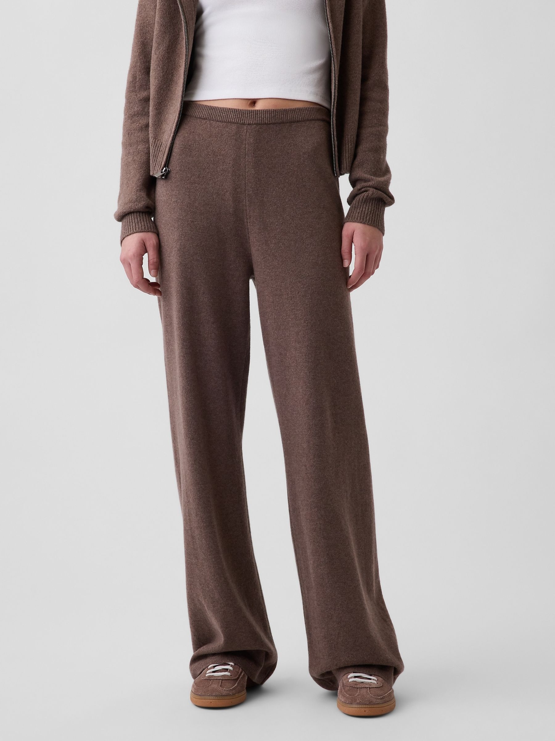 Brown CashSoft Loose Knitted Trousers - Image 1 of 5 Brown CashSoft Loose Knitted Trousers - Image 1 of 5