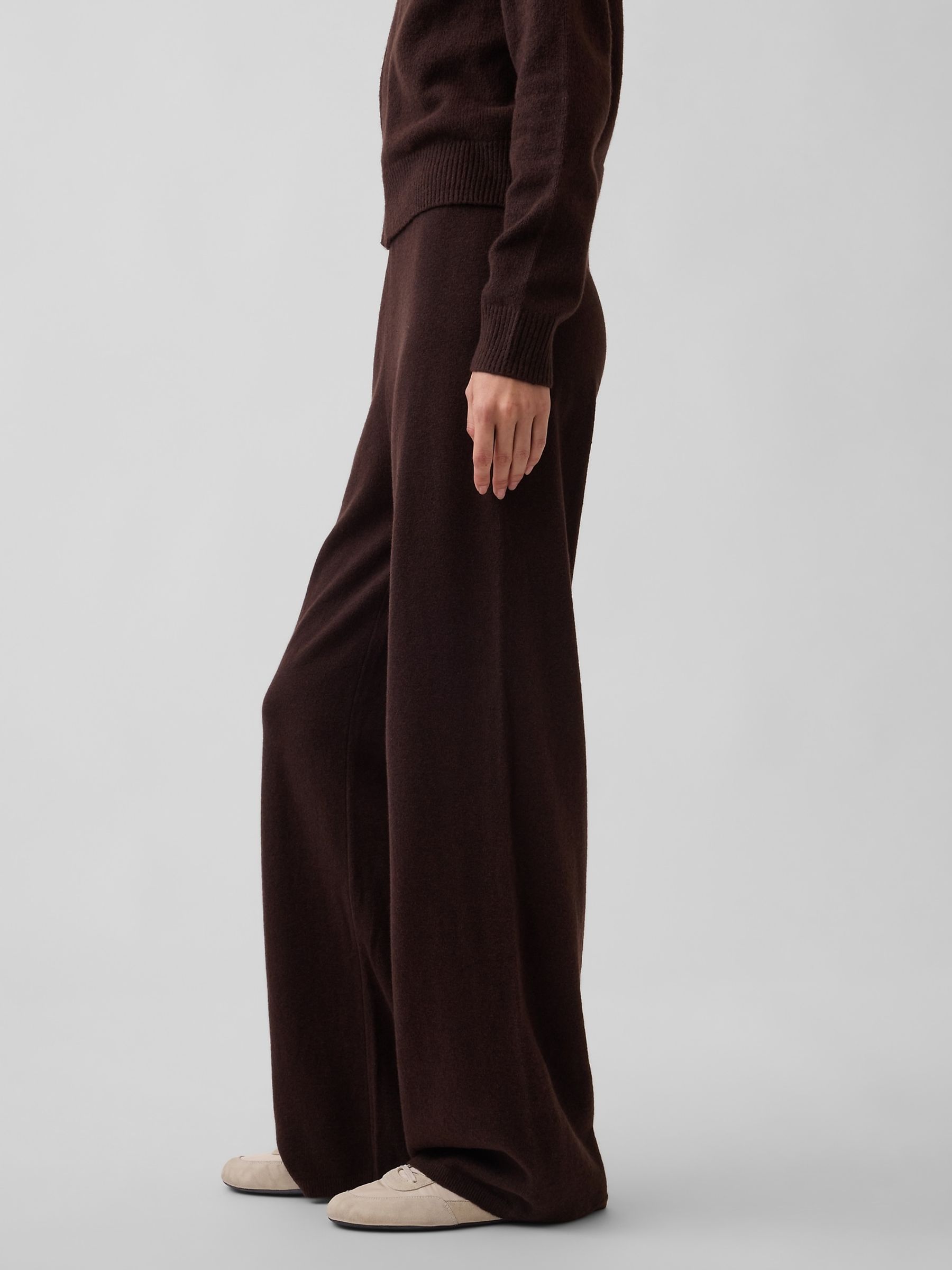 Dark Brown CashSoft Loose Knitted Trousers - Image 3 of 5