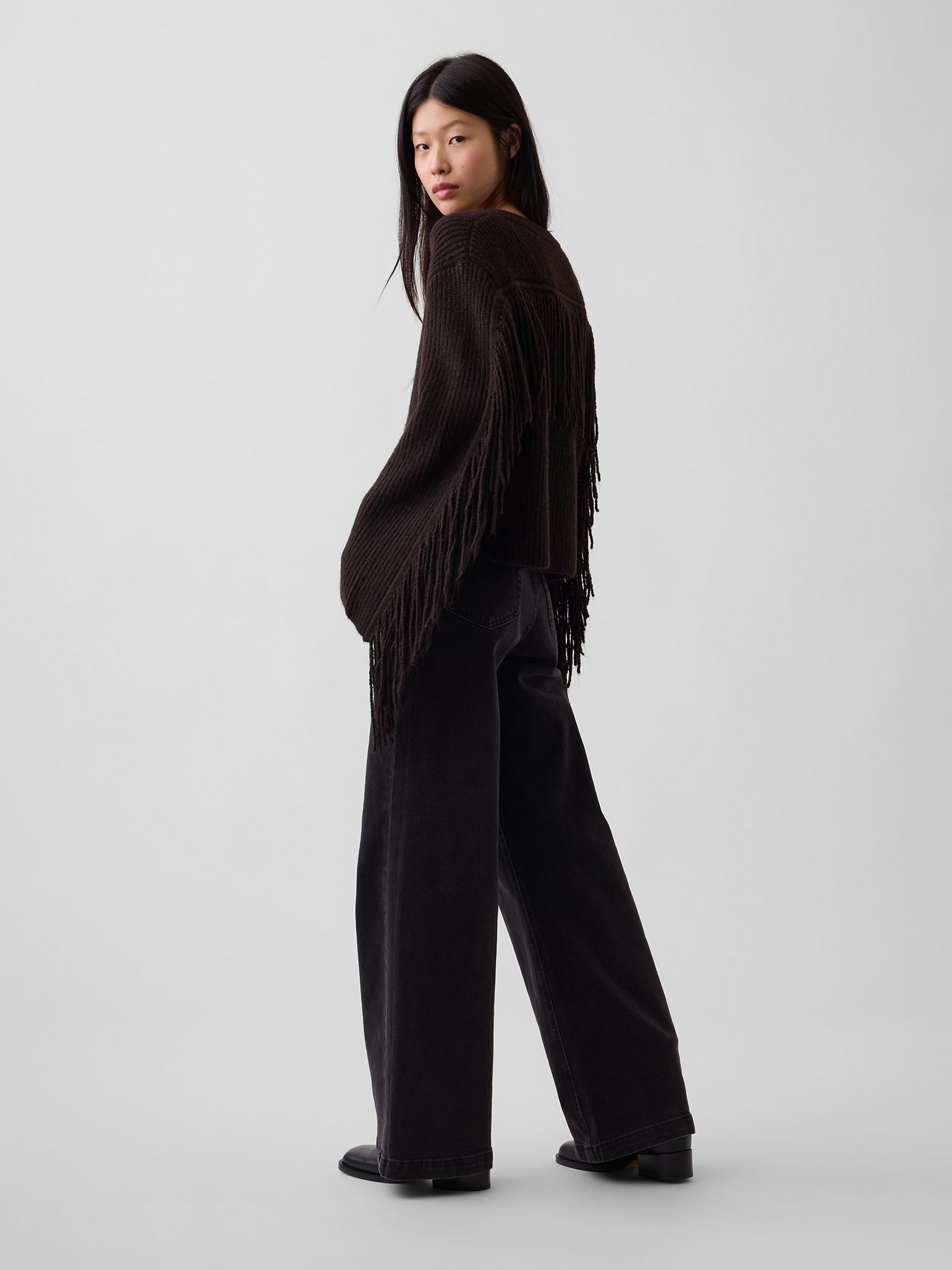 Brown Relaxed Fringe Cardigan - Image 3 of 4