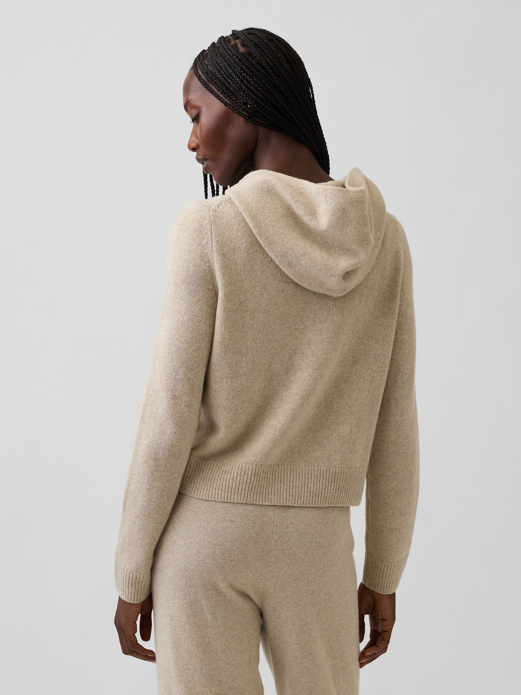 Beige CashSoft Zip-Up Hoodie - Image 2 of 5 Beige CashSoft Zip-Up Hoodie - Image 2 of 5