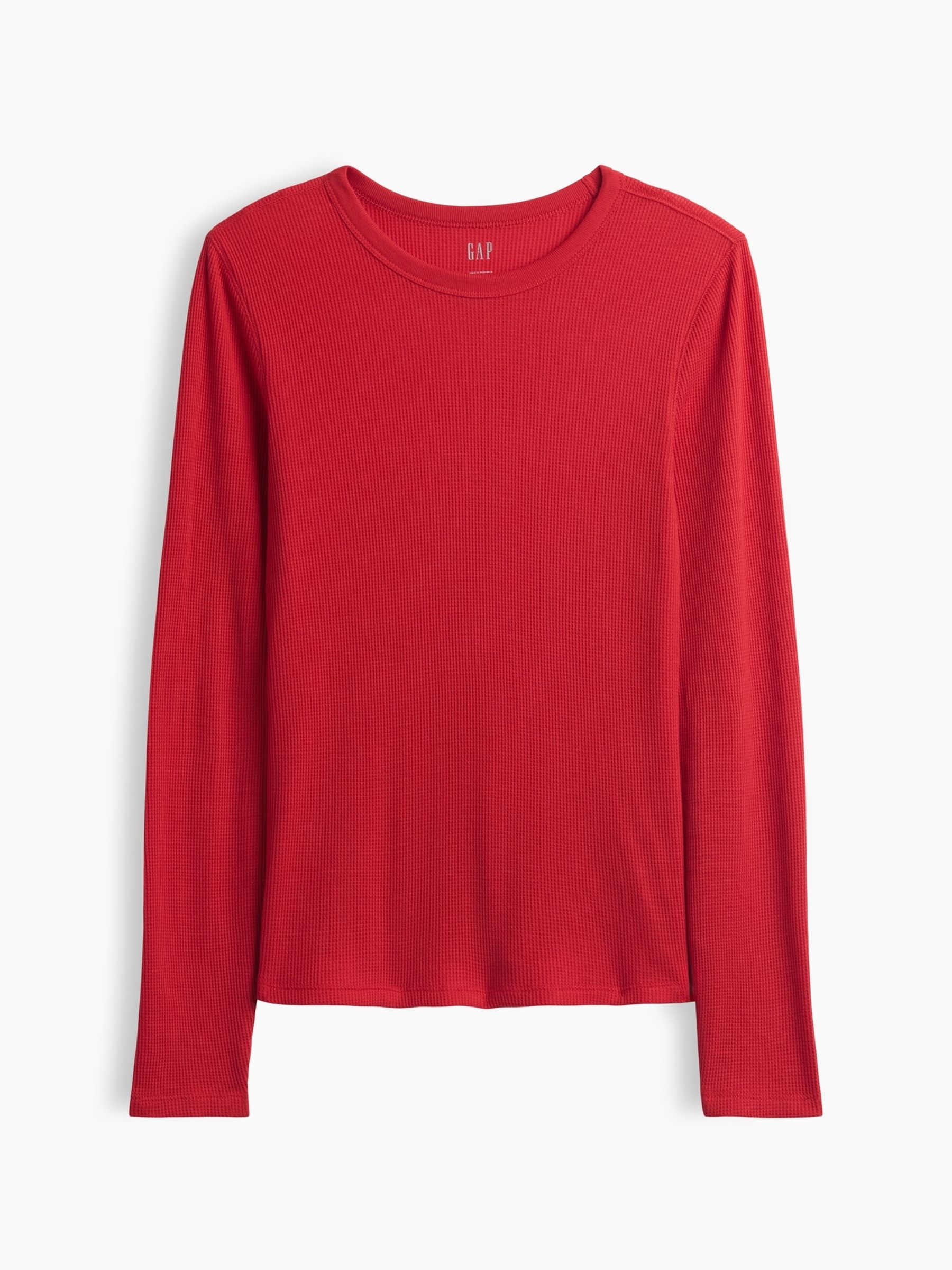 Red Waffle Knit Long Sleeve T-Shirt - Image 5 of 5