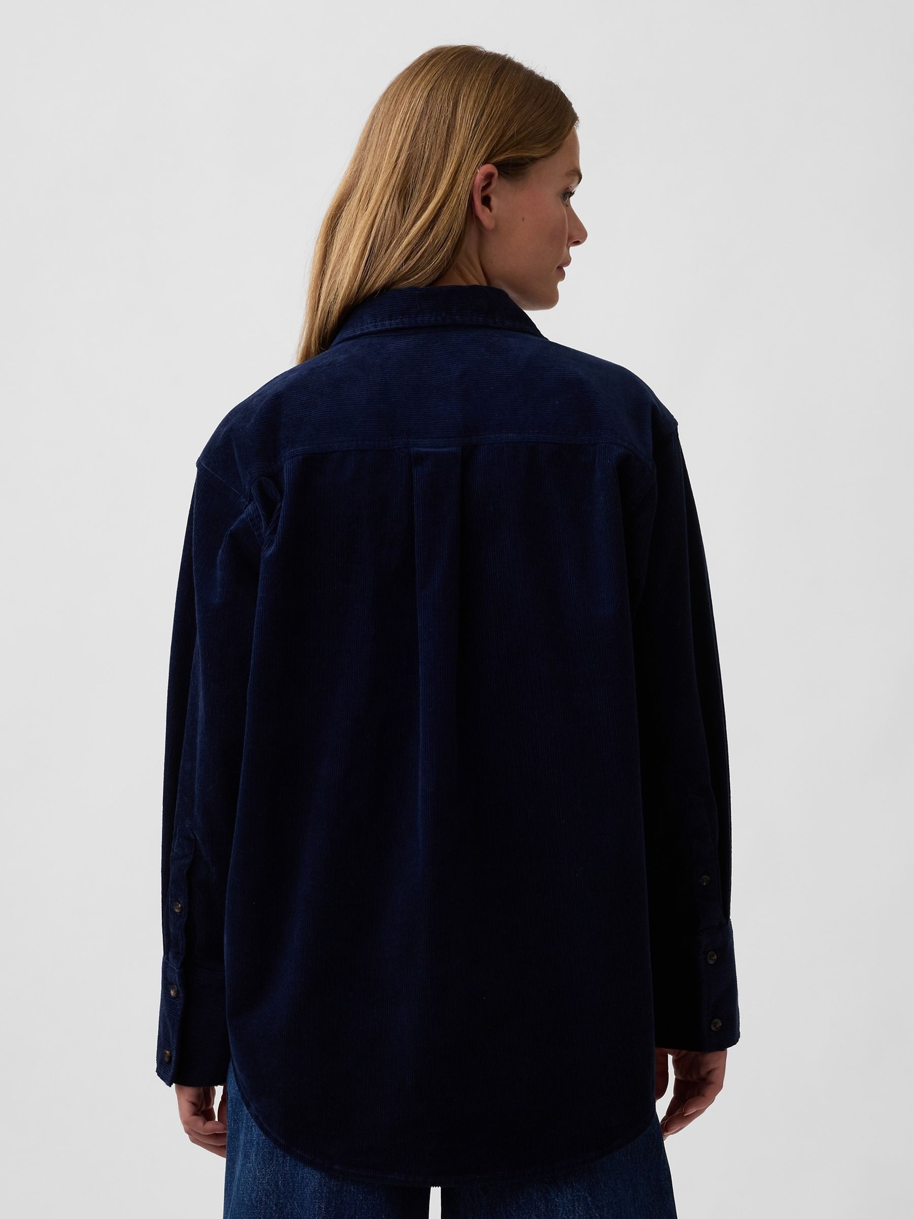 Navy Corduroy Oversized Shirt - Image 2 of 5