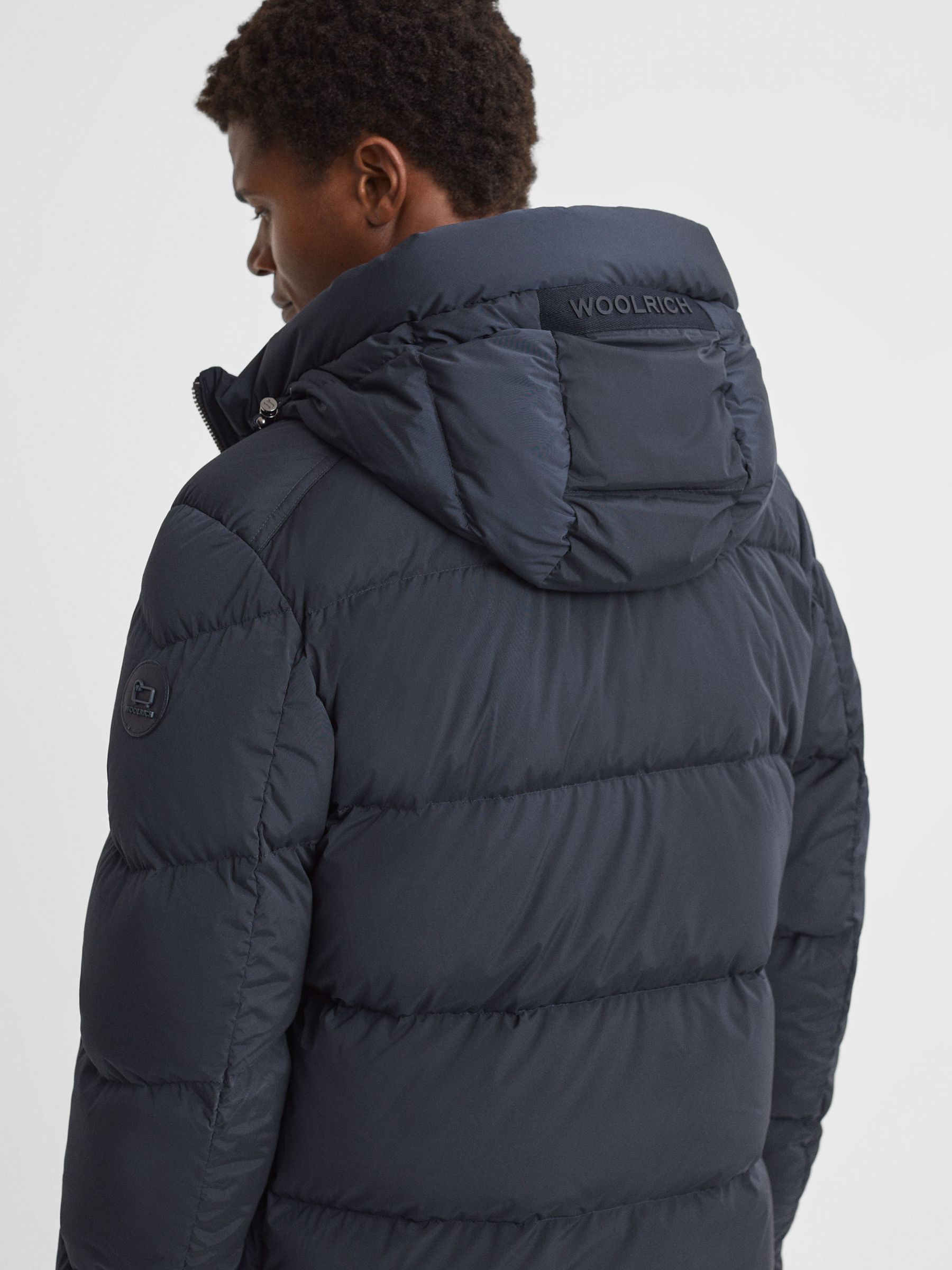 Woolrich Premium Down Quilted Coat in Melton Blue - Image 5 of 9