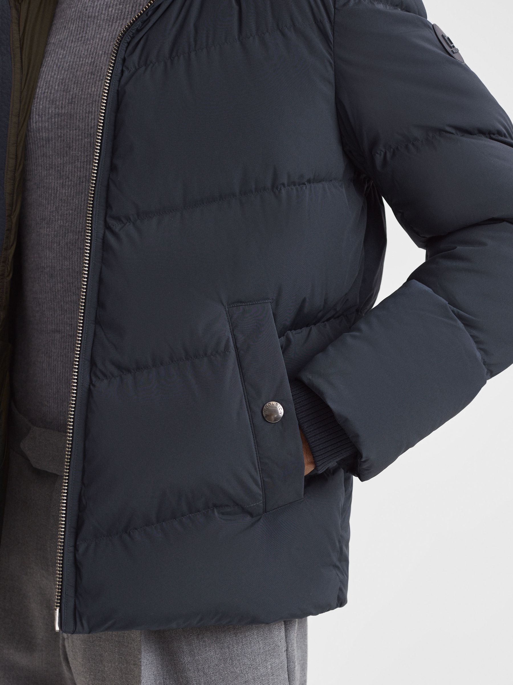 Woolrich Premium Down Quilted Coat in Melton Blue - Image 6 of 9