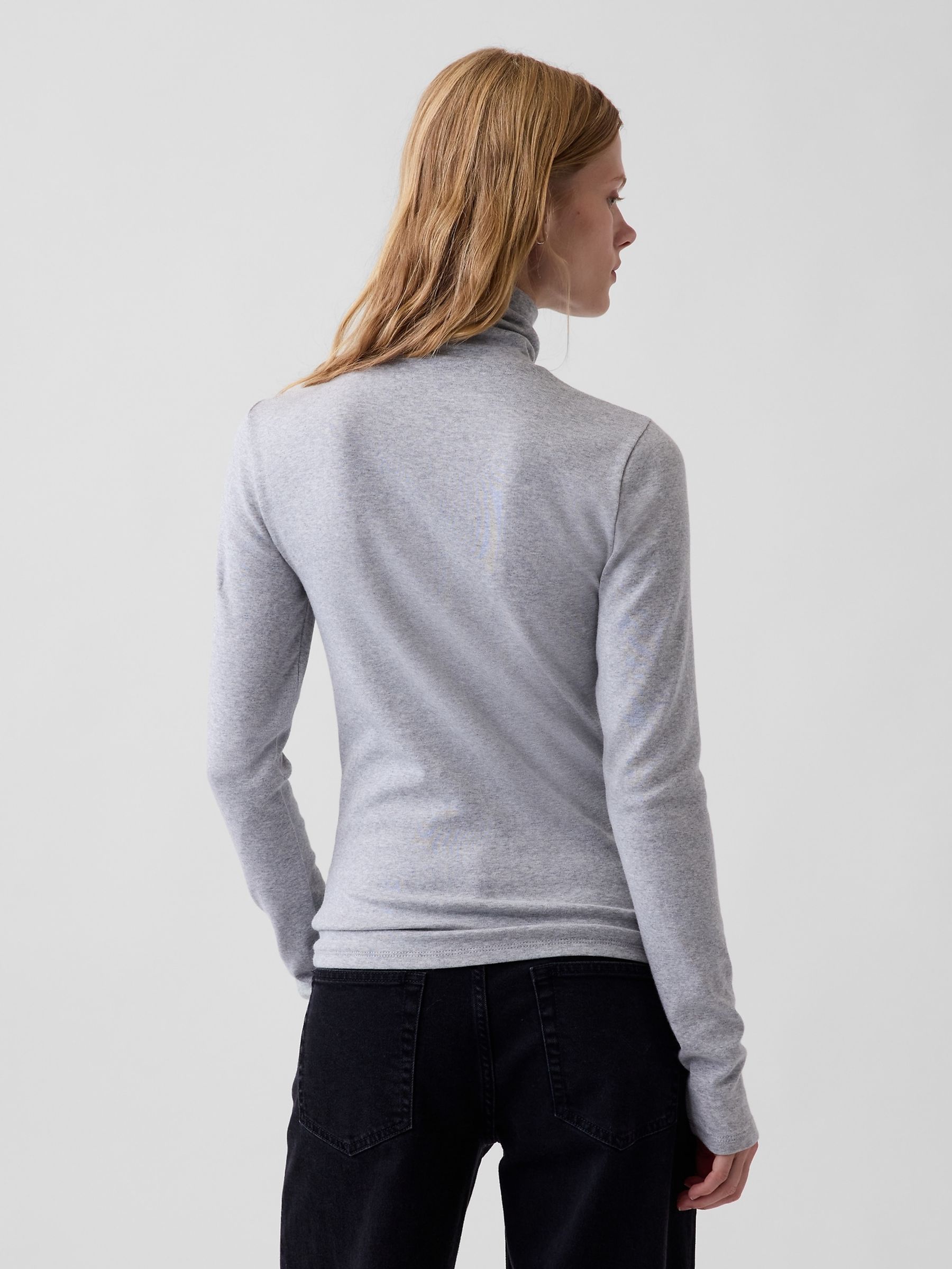 Grey Modern Turtle Neck Long Sleeve T-Shirt - Image 2 of 4 Grey Modern Turtle Neck Long Sleeve T-Shirt - Image 2 of 4