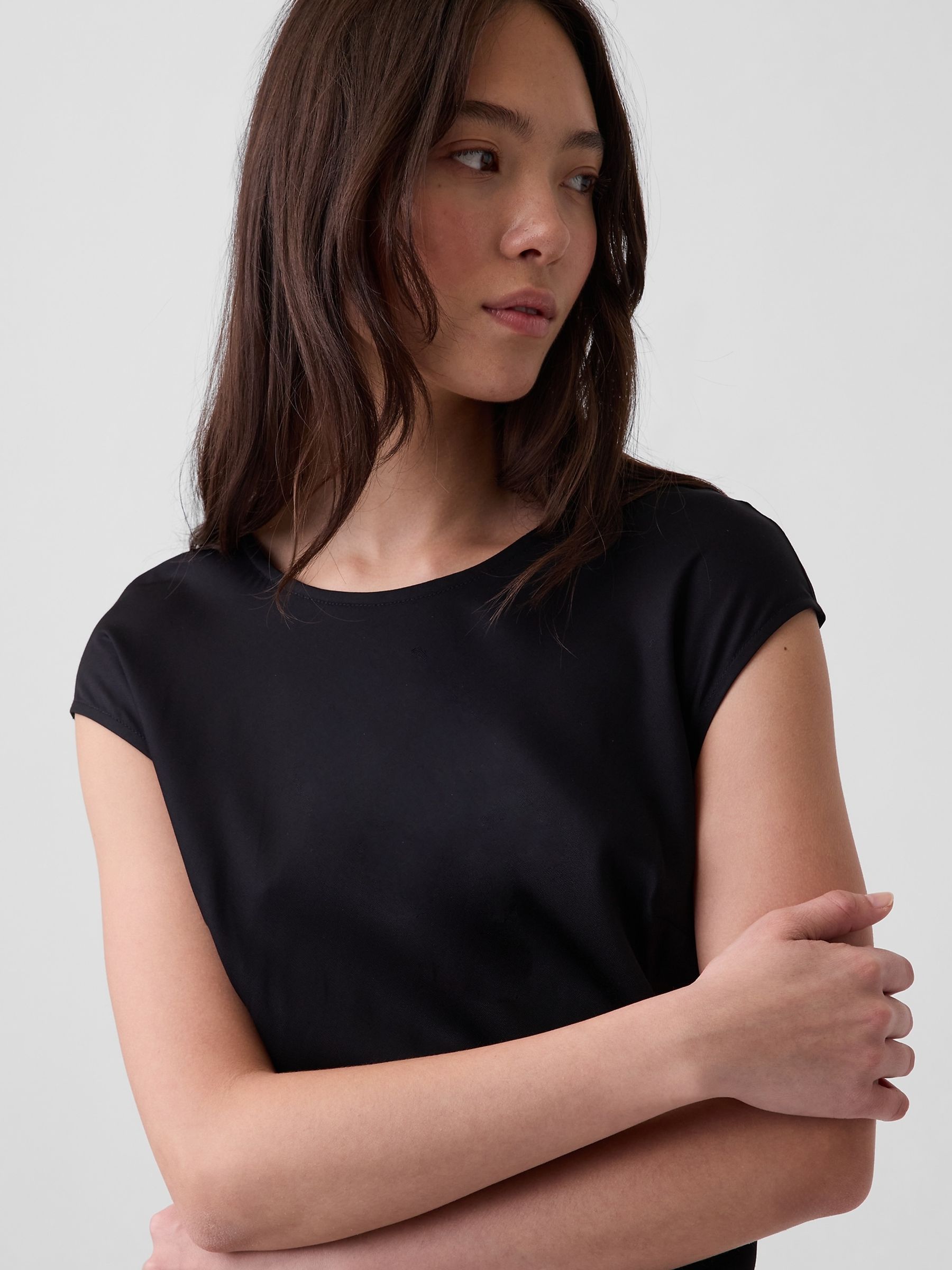 Black Cap-Sleeve Knee-Length Dress - Image 4 of 4