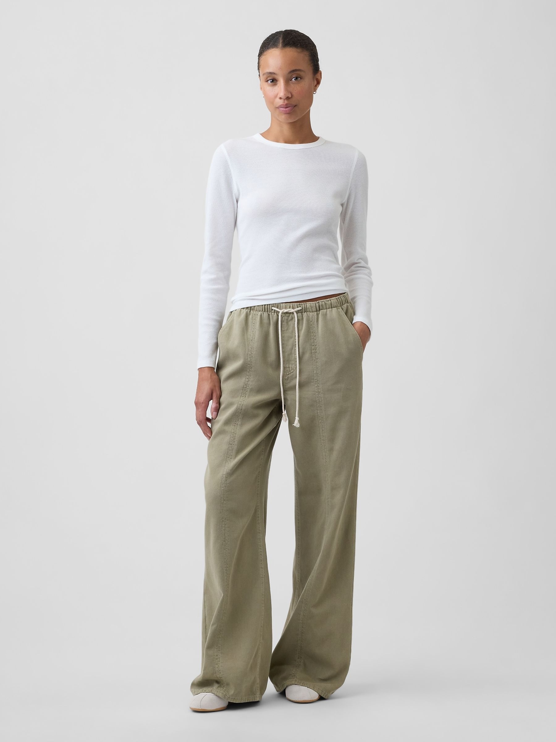 White Waffle Knit Long Sleeve T-Shirt - Image 3 of 5