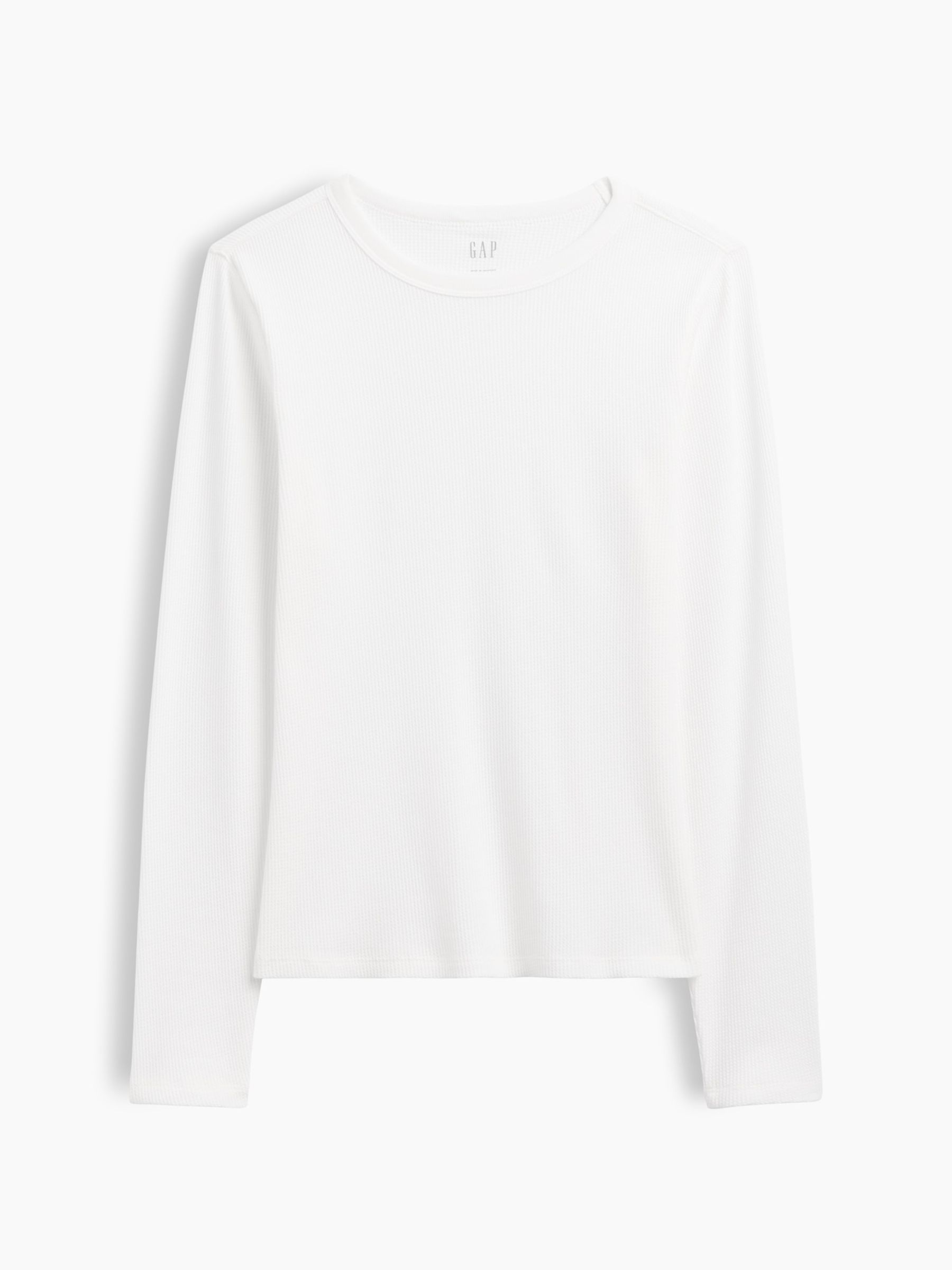 White Waffle Knit Long Sleeve T-Shirt - Image 5 of 5