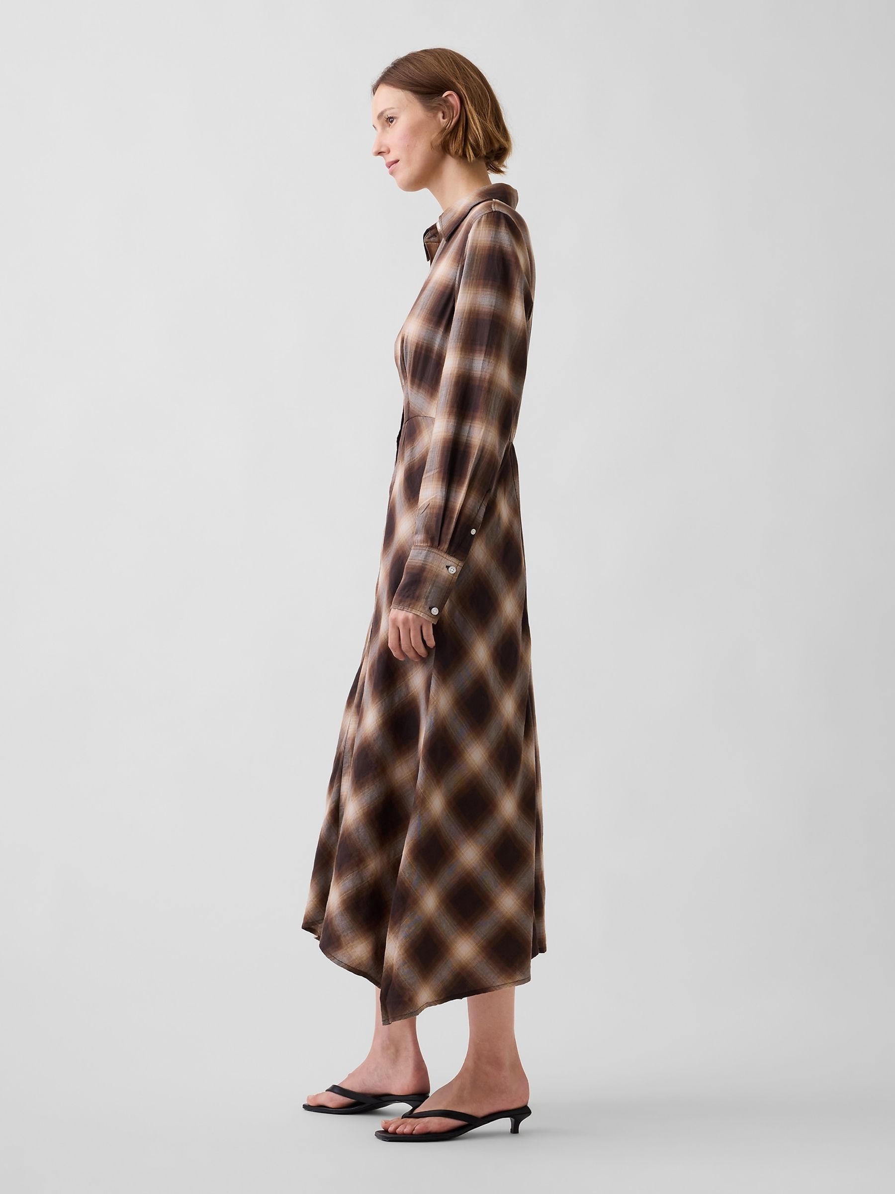 Brown Check Maxi Shirt Dress - Image 3 of 4