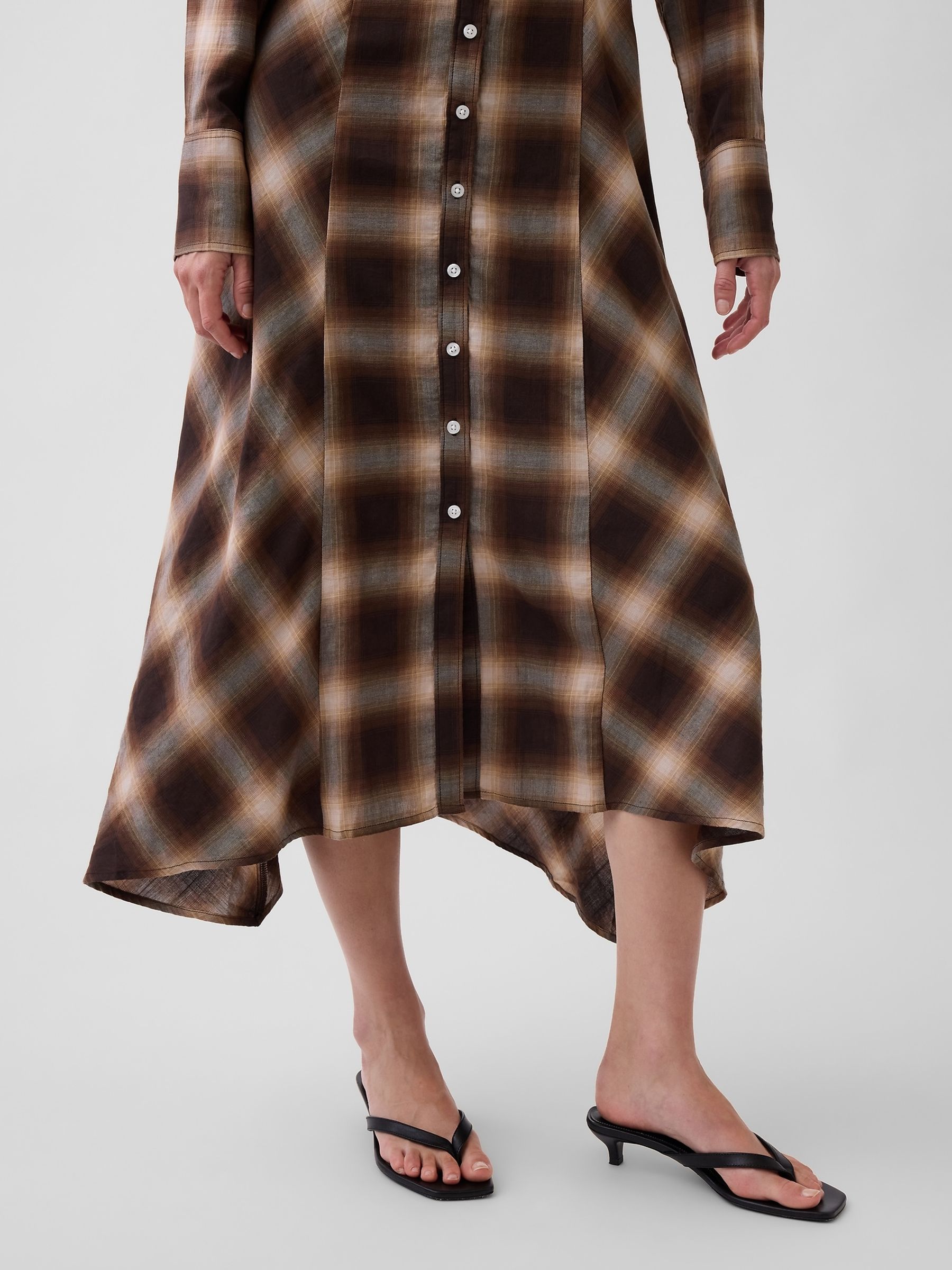Brown Check Maxi Shirt Dress - Image 4 of 4