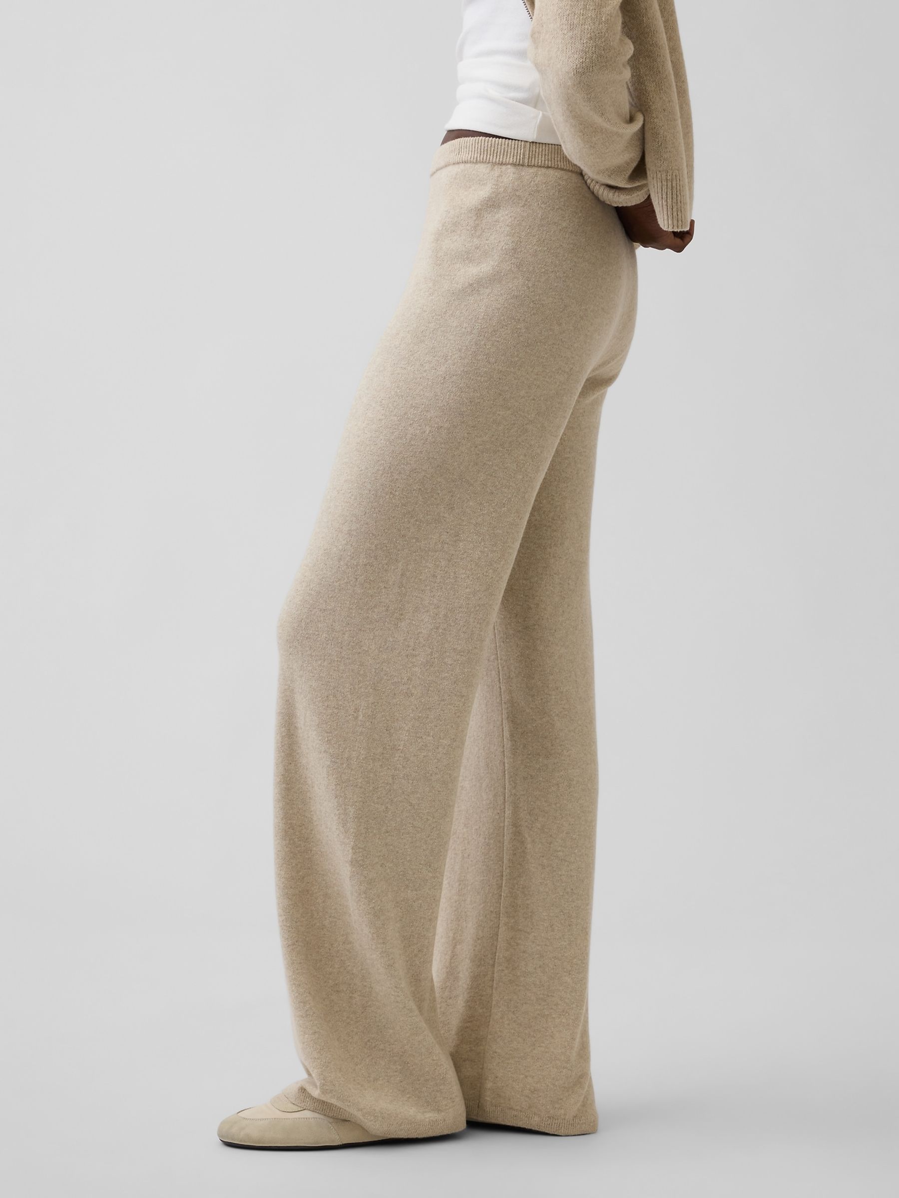 Beige CashSoft Loose Knitted Trousers - Image 3 of 5