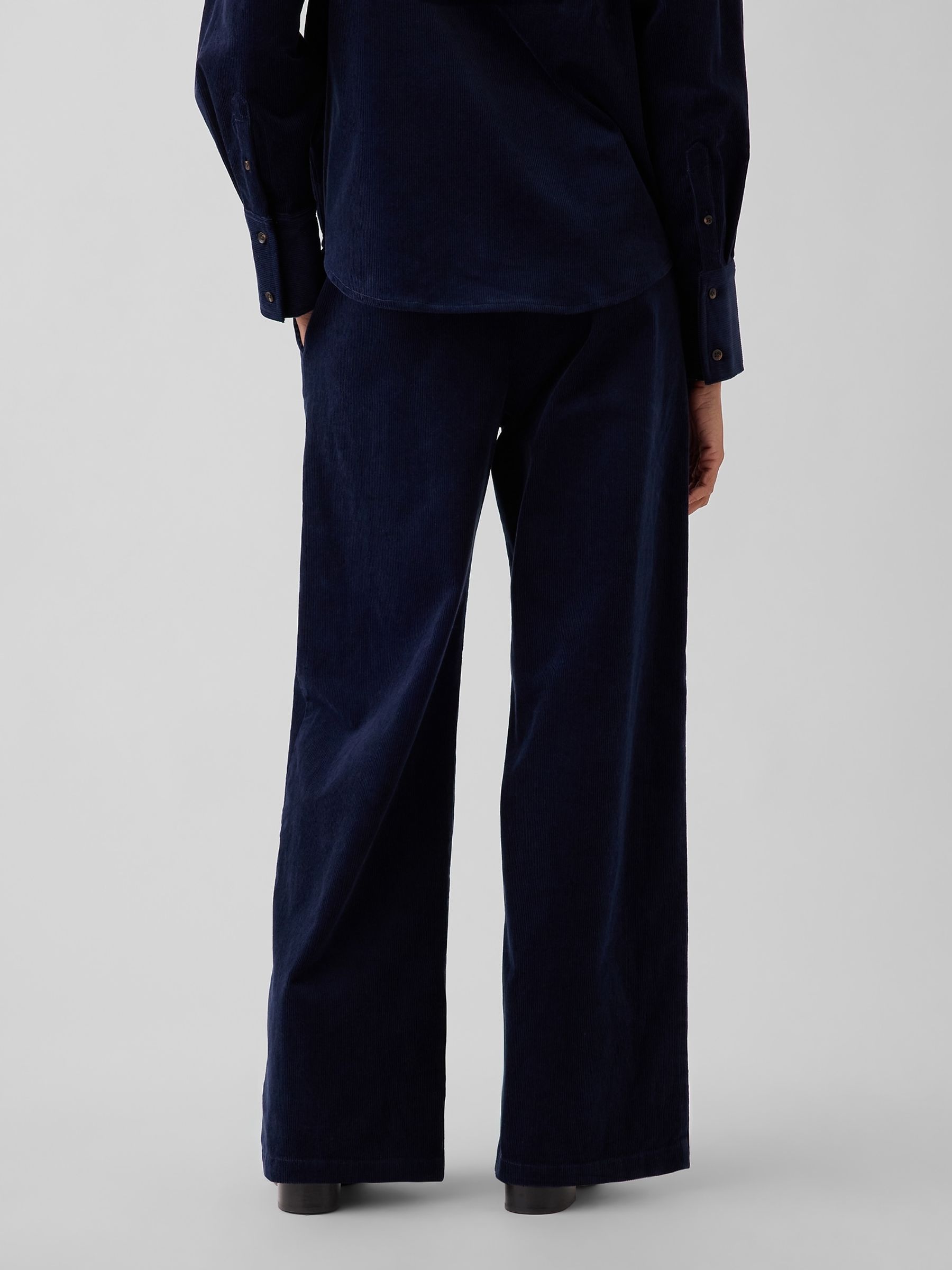 Navy Corduroy Easy Wide-Leg Trousers - Image 2 of 6 Navy Corduroy Easy Wide-Leg Trousers - Image 2 of 6