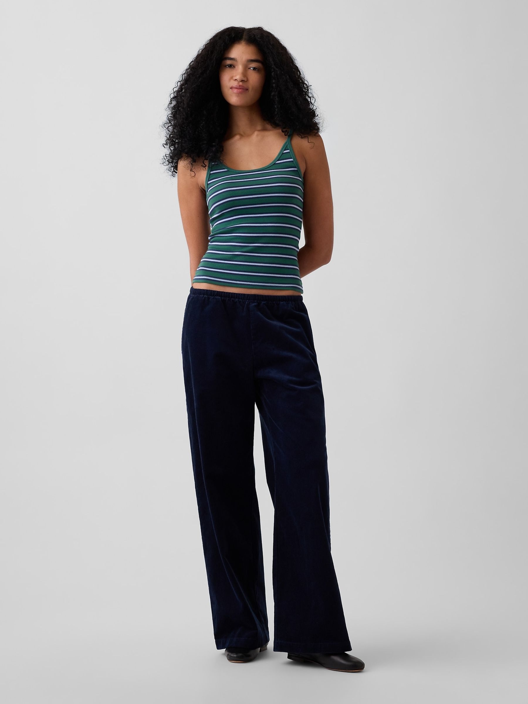 Navy Corduroy Easy Wide-Leg Trousers - Image 4 of 6