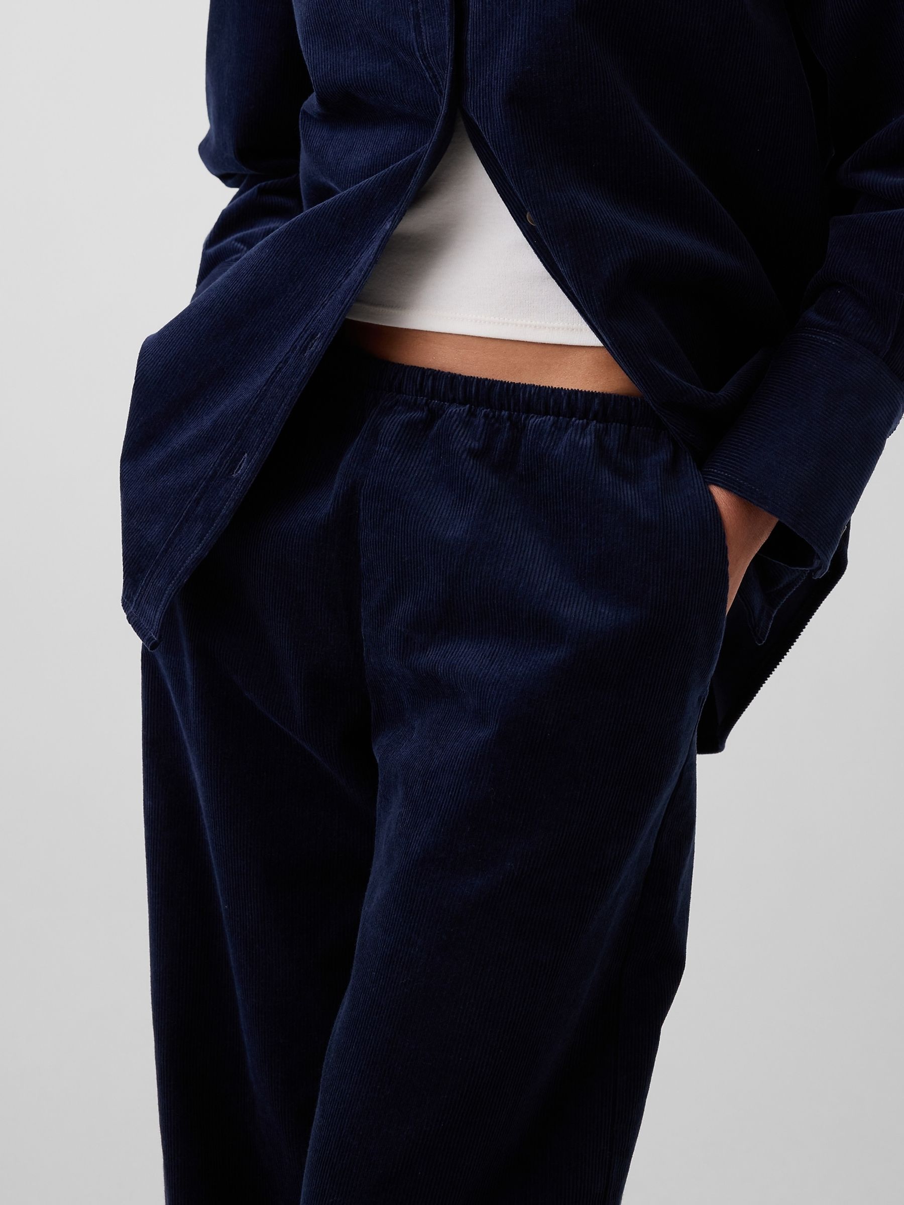 Navy Corduroy Easy Wide-Leg Trousers - Image 5 of 6