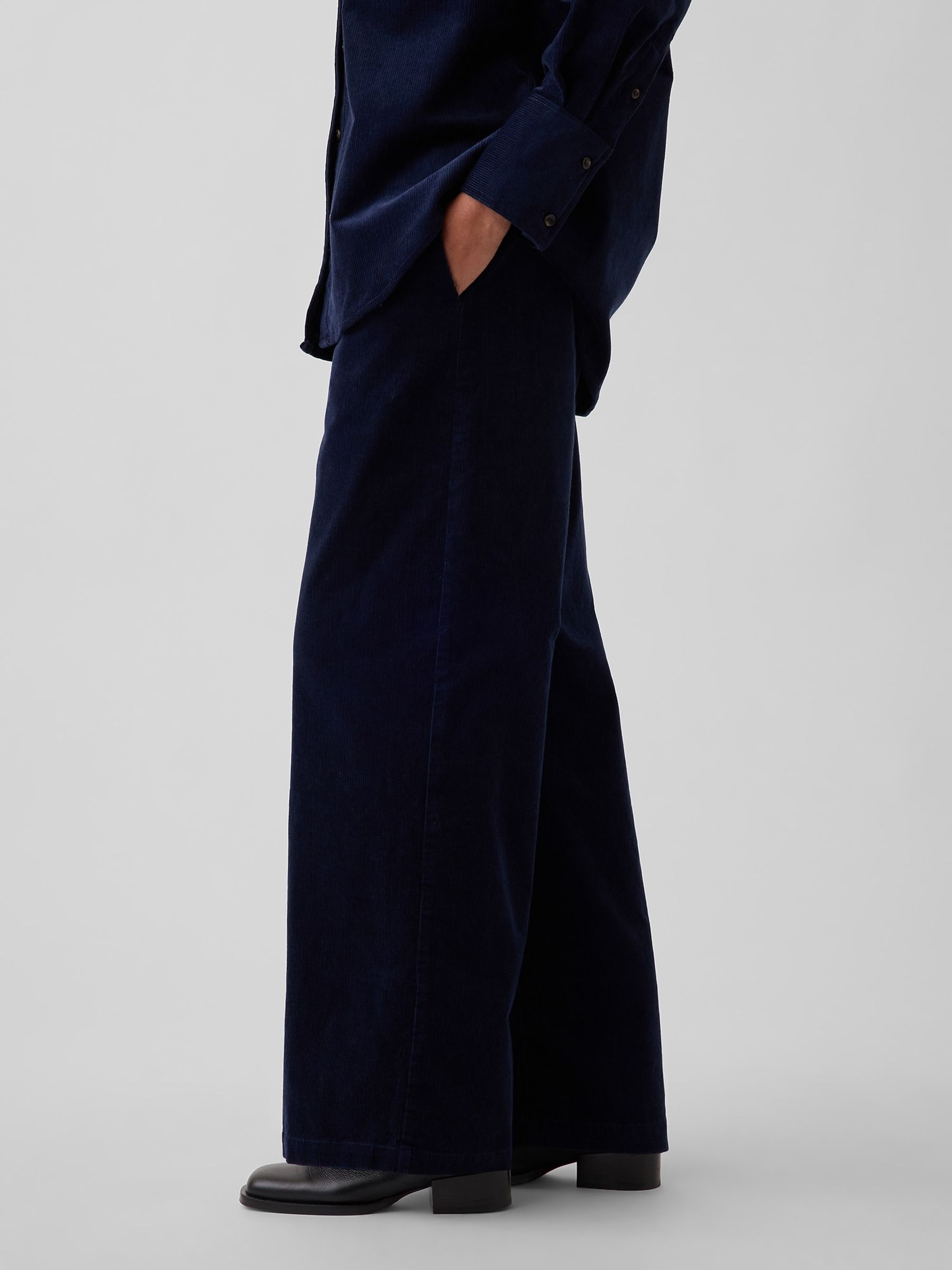 Navy Corduroy Easy Wide-Leg Trousers - Image 6 of 6 Navy Corduroy Easy Wide-Leg Trousers - Image 6 of 6