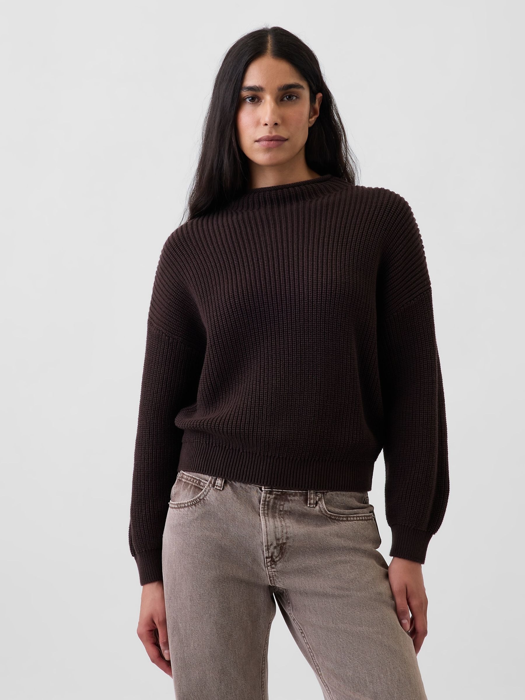 Brown Oversized Rolled Neck Jumper - Image 1 of 3