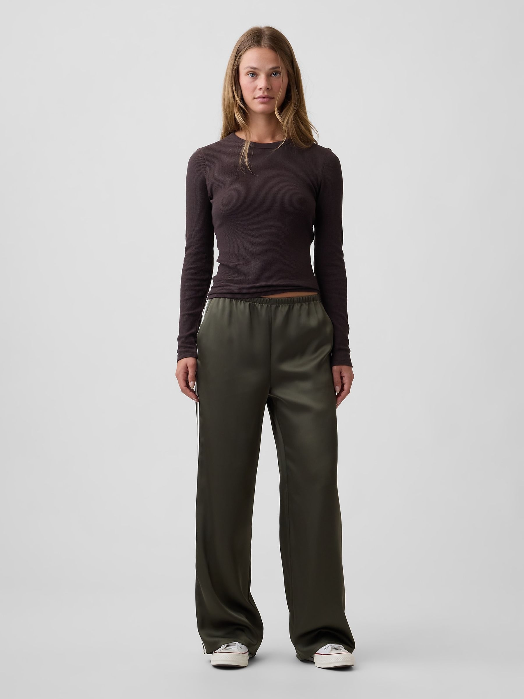 Brown Waffle Knit Long Sleeve T-Shirt - Image 3 of 5
