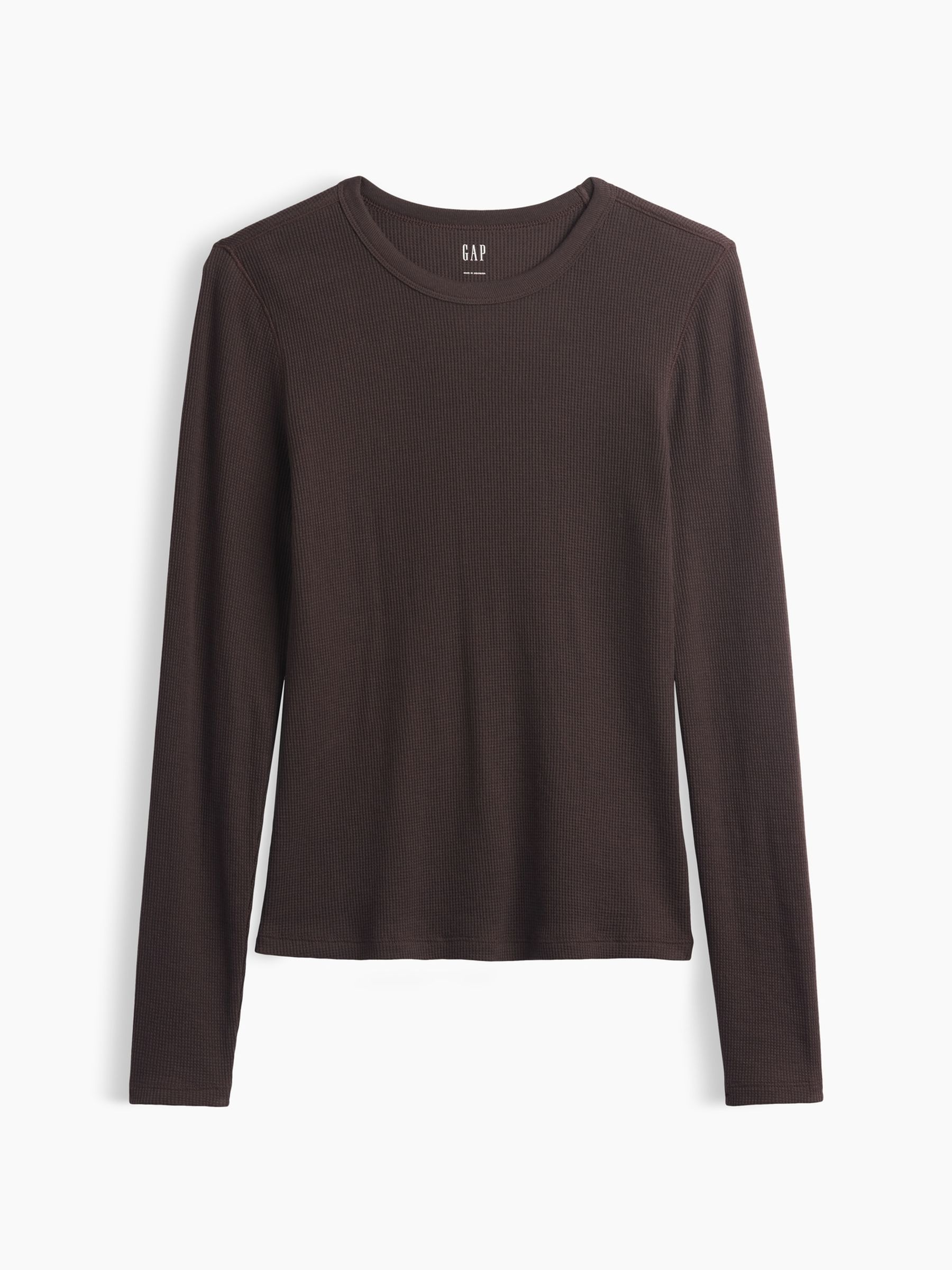 Brown Waffle Knit Long Sleeve T-Shirt - Image 5 of 5