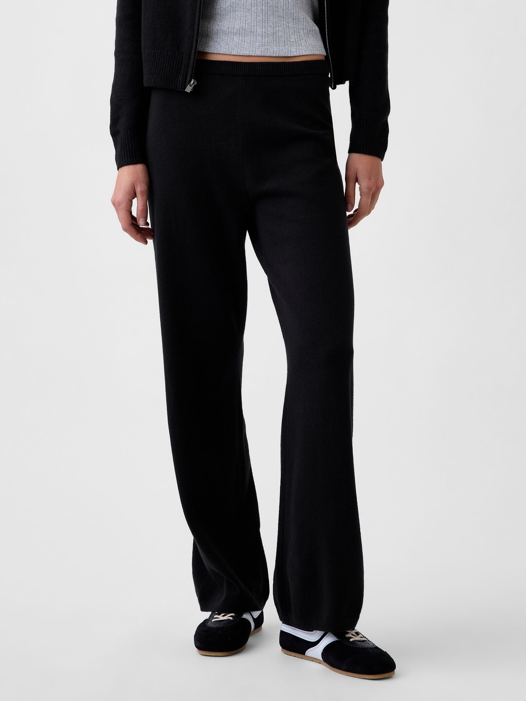 Black CashSoft Loose Knitted Trousers - Image 1 of 4