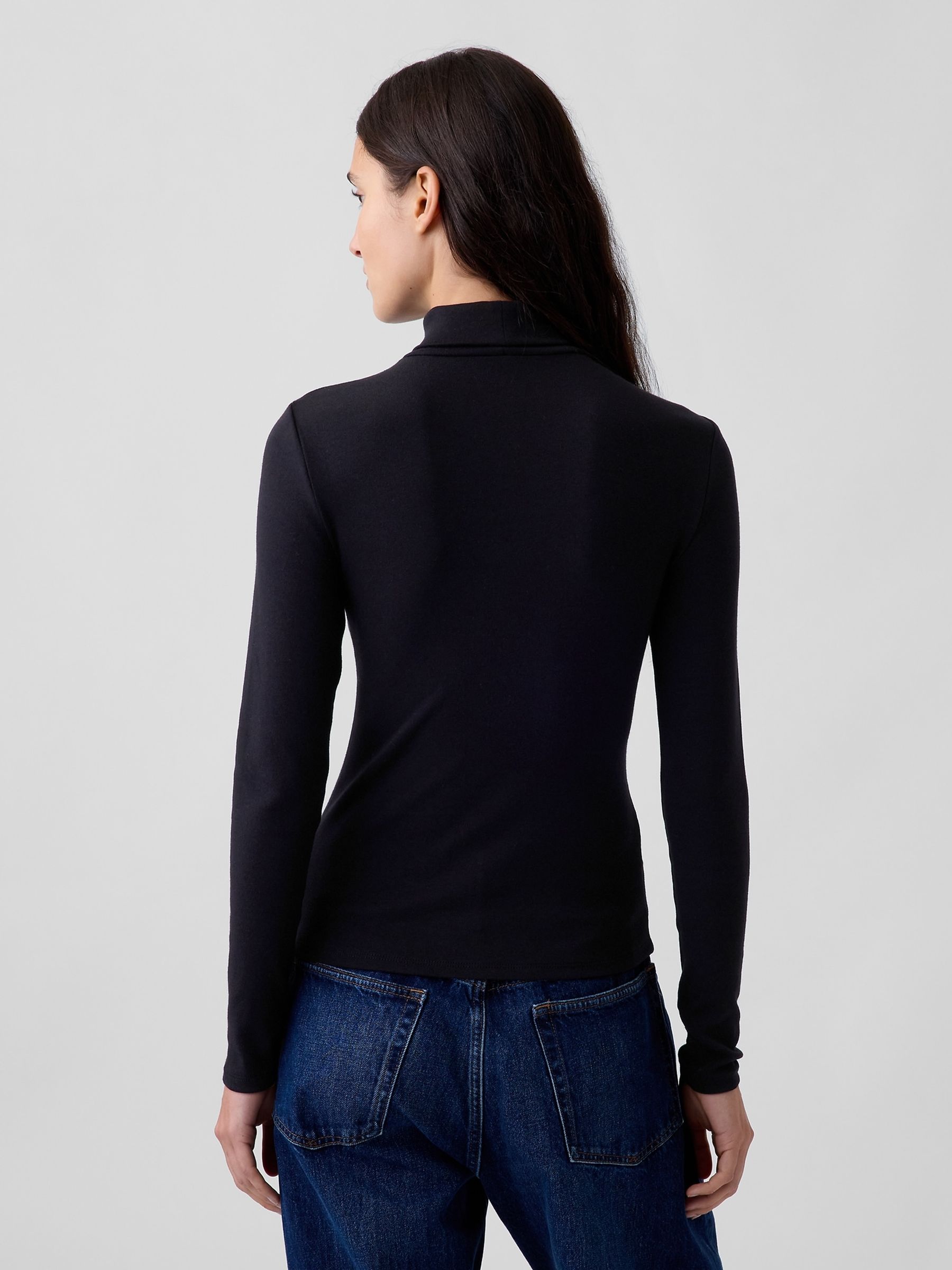 Black Modern Turtleneck Long Sleeve T-Shirt - Image 2 of 5