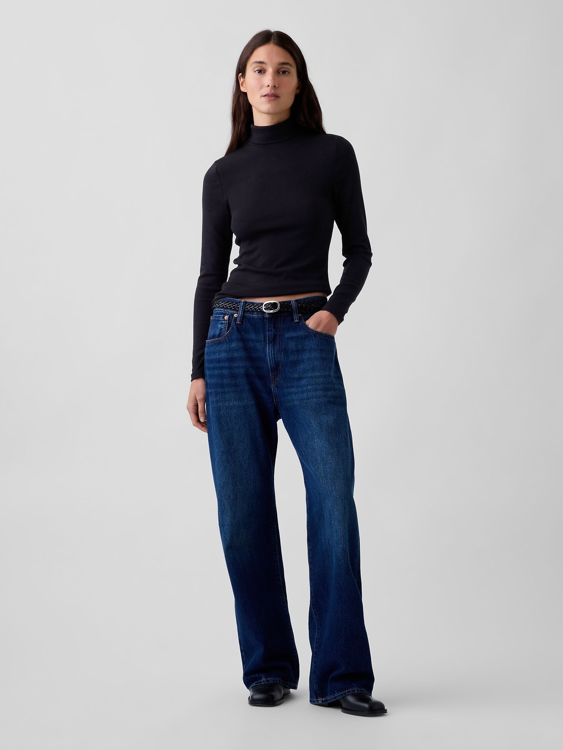 Black Modern Turtleneck Long Sleeve T-Shirt - Image 3 of 5