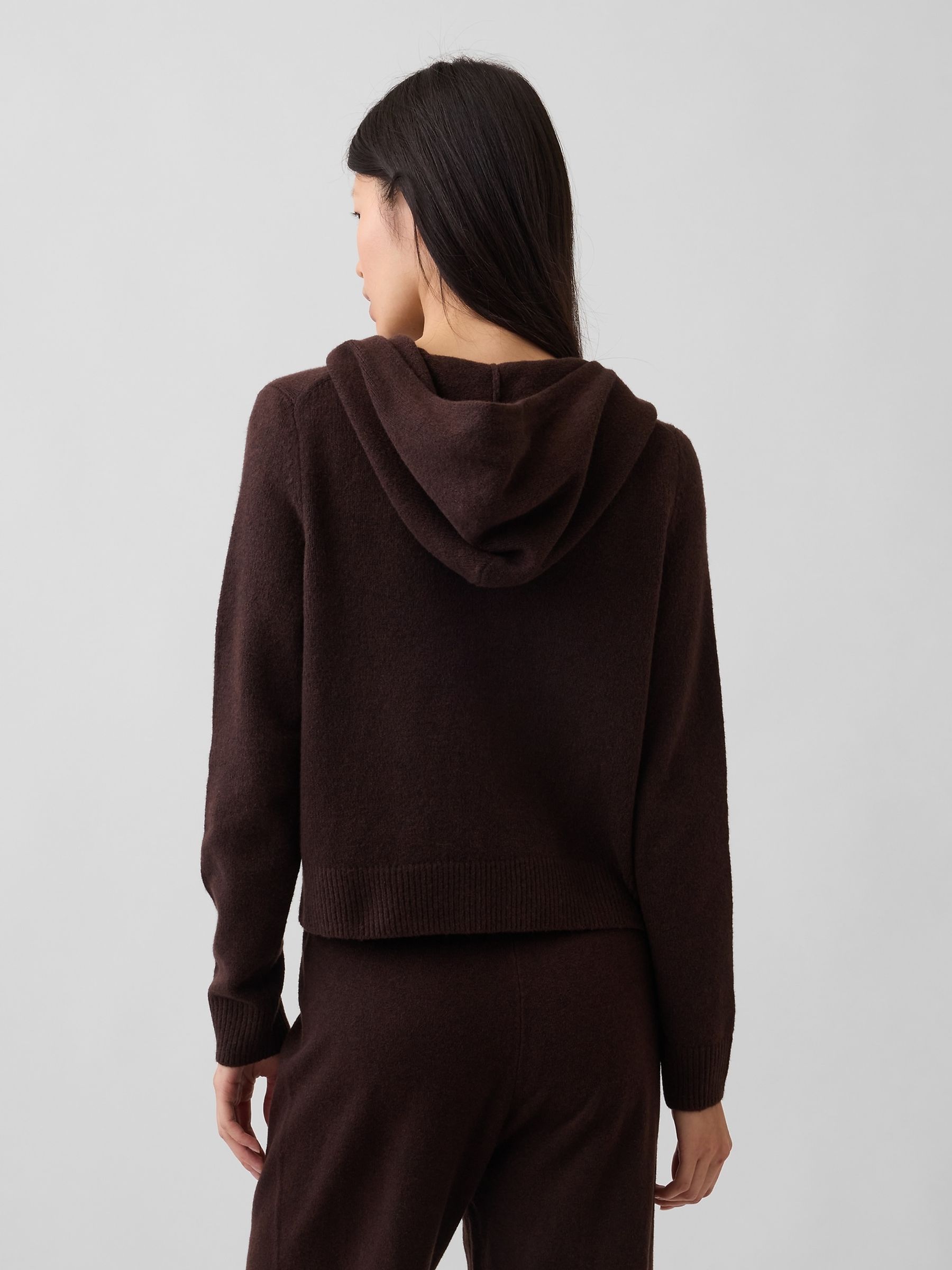 Dark Brown CashSoft Zip-Up Hoodie - Image 2 of 5