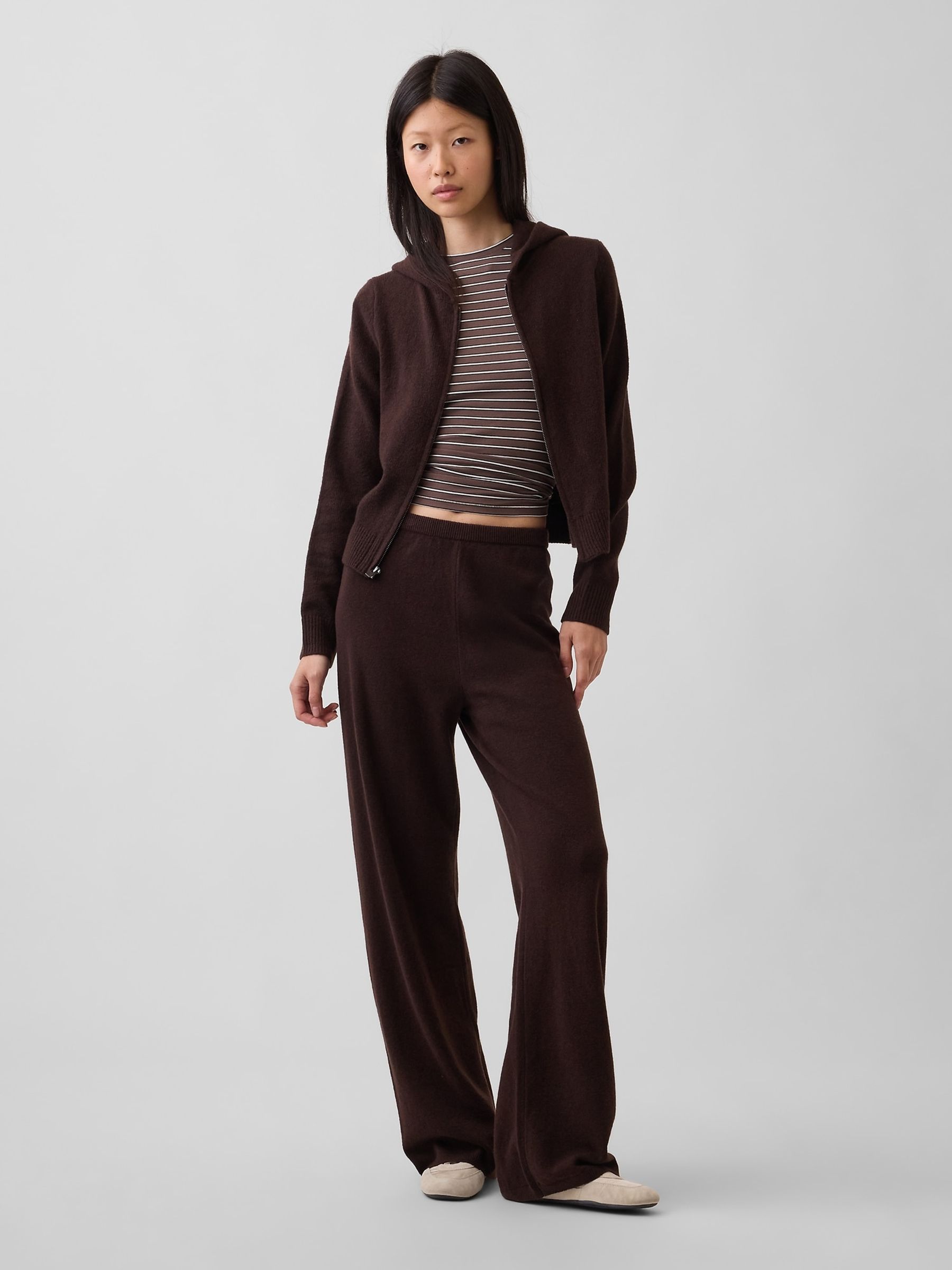 Dark Brown CashSoft Zip-Up Hoodie - Image 3 of 5