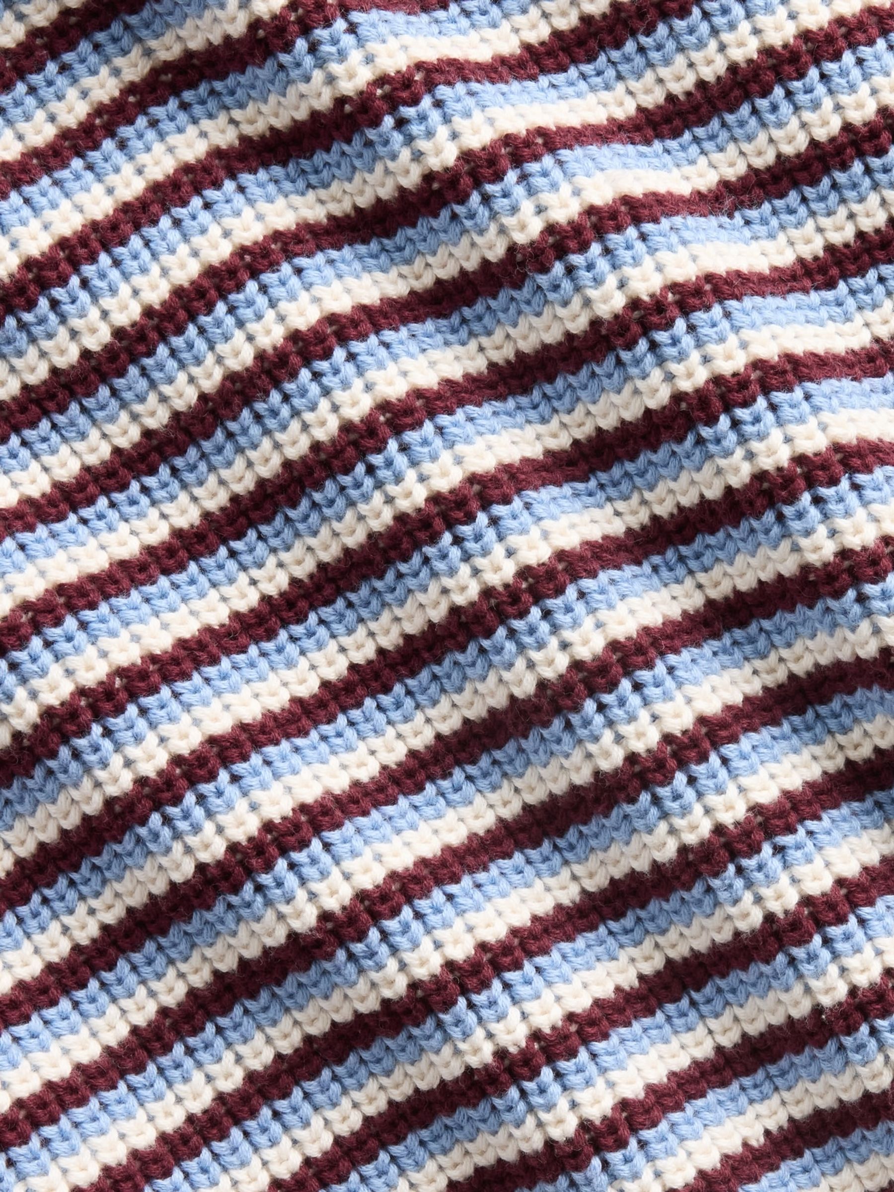 Blue & Burgundy Red Stripe Oversized Rolled Neck Jumper - Image 4 of 4