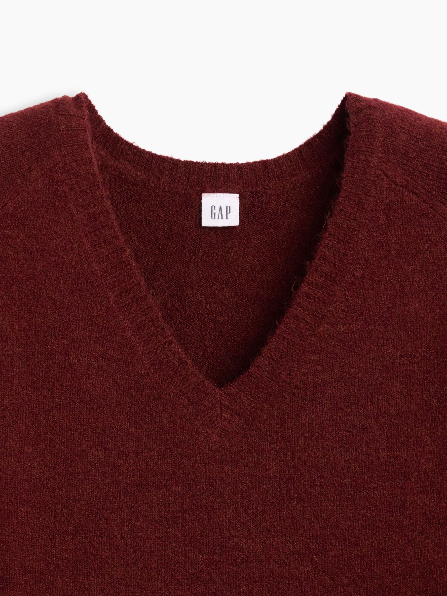 Burgundy Red Relaxed Lightweight V-Neck Jumper - Image 5 of 5