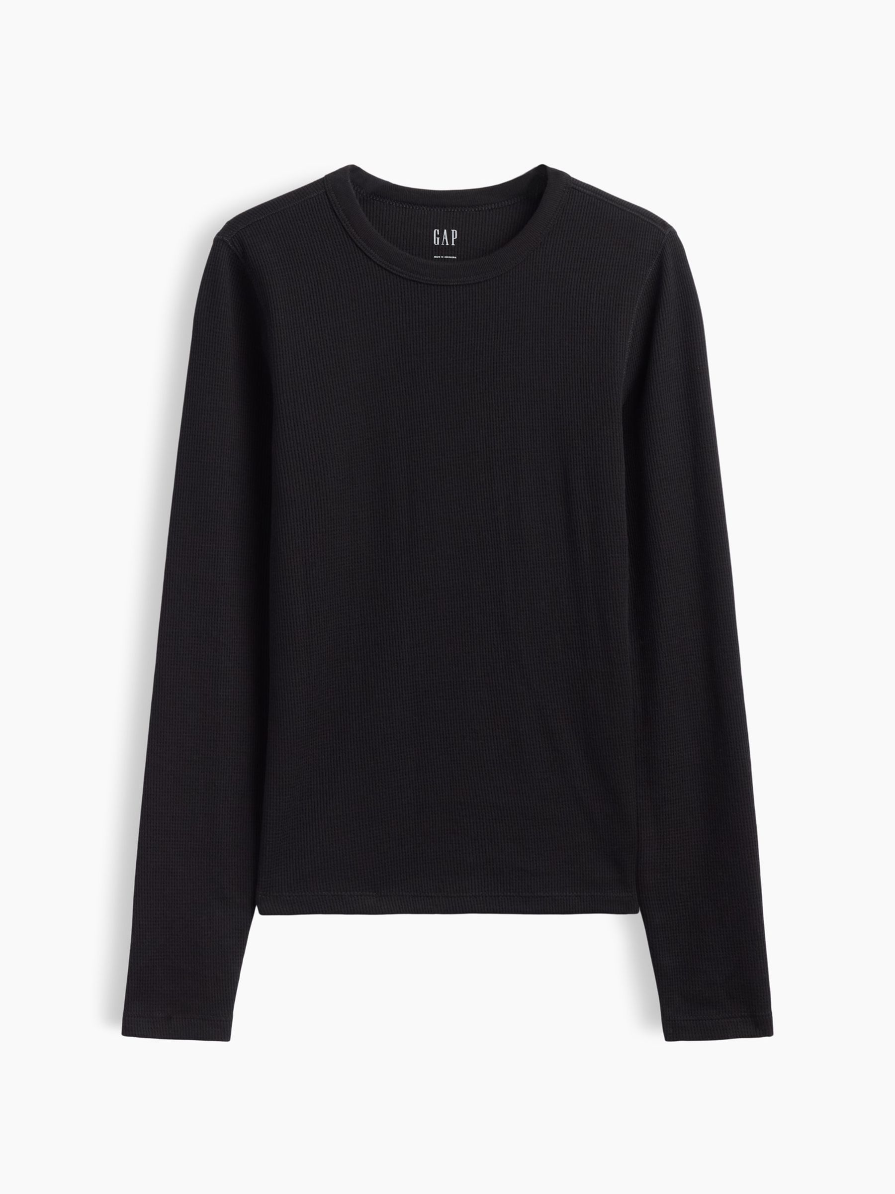 Black Waffle Knit Long Sleeve T-Shirt - Image 5 of 5