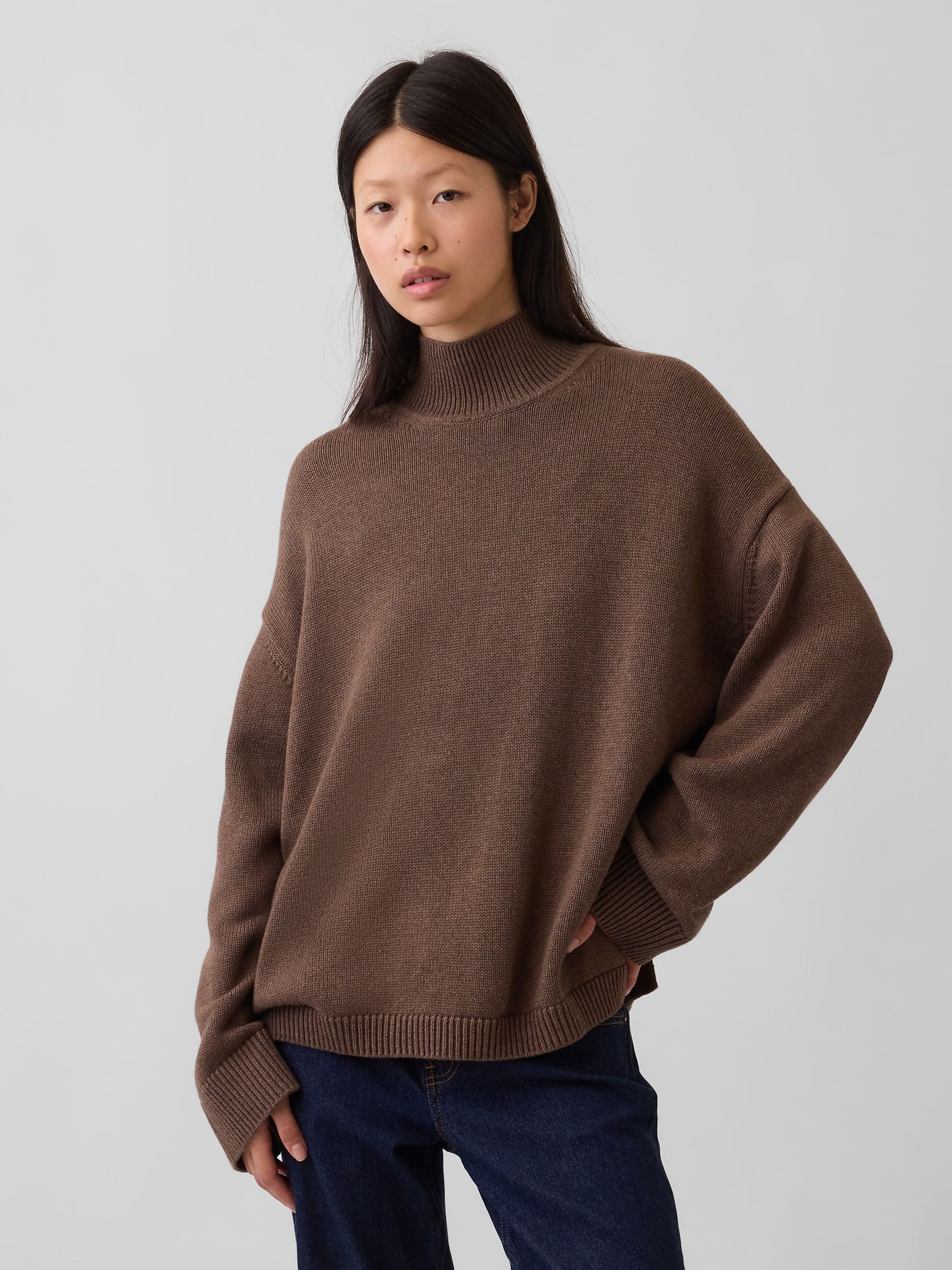 Brown Oversized Turtleneck Jumper - Image 1 of 4 Brown Oversized Turtleneck Jumper - Image 1 of 4