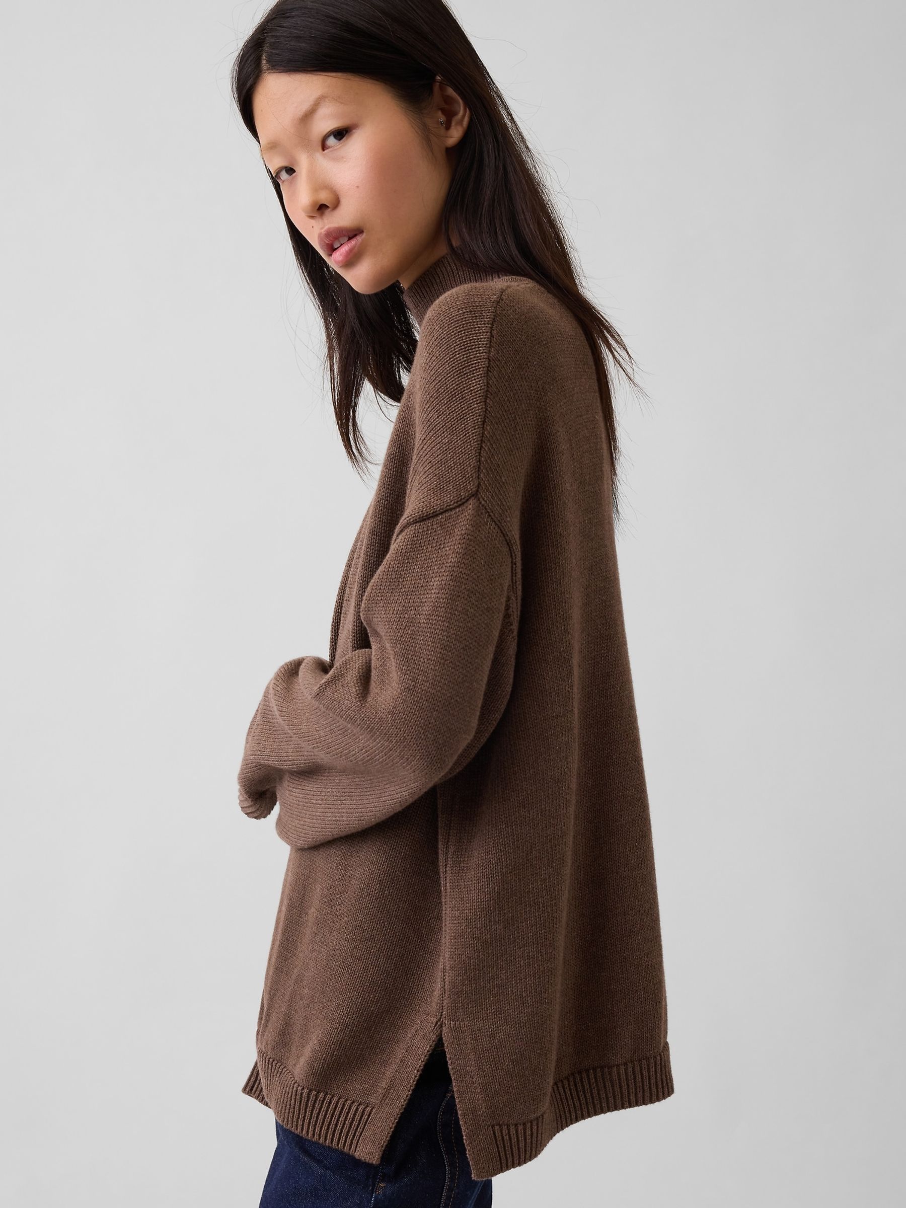 Brown Oversized Turtleneck Jumper - Image 3 of 4