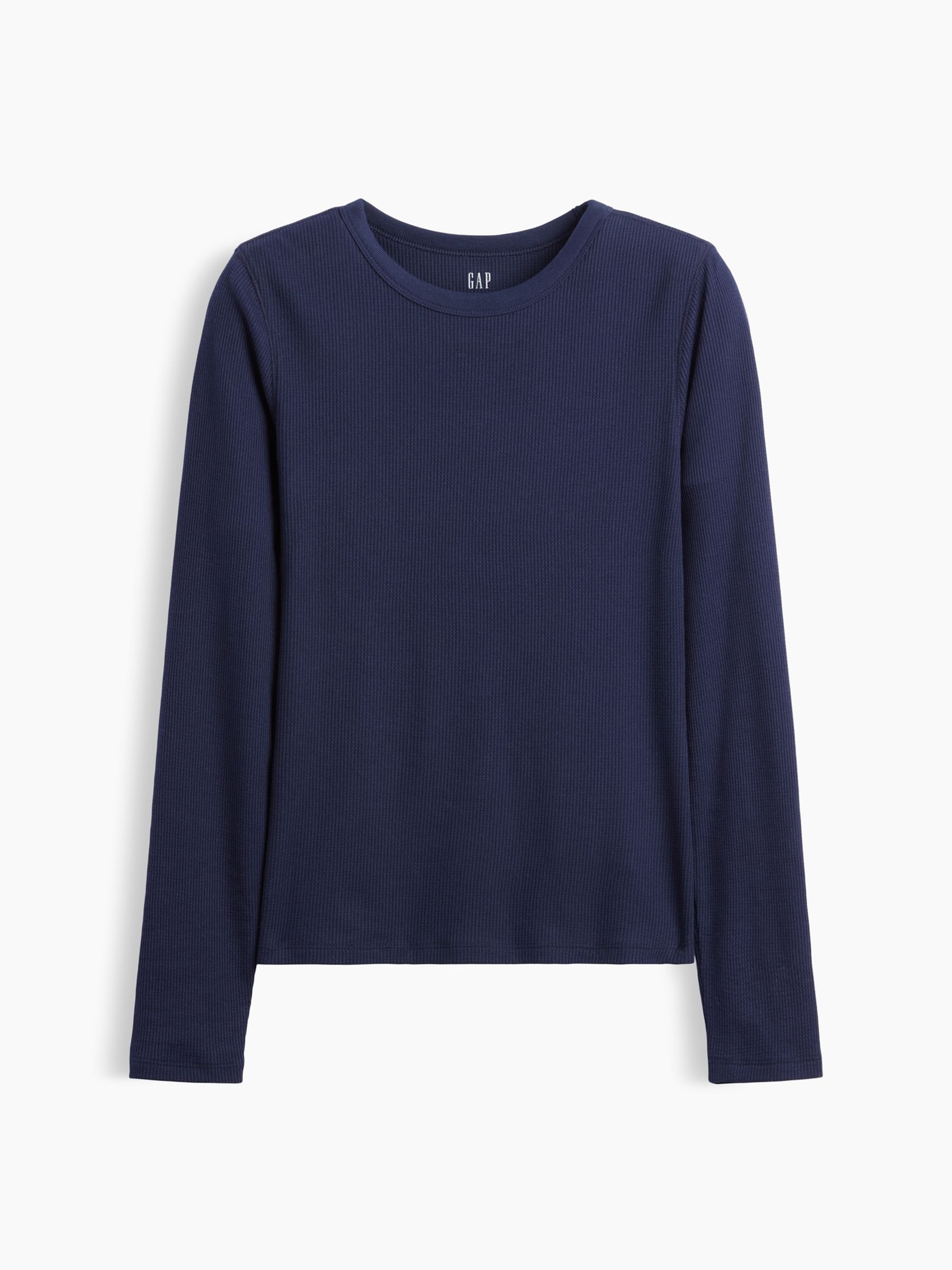 Navy Waffle Knit Long Sleeve T-Shirt - Image 5 of 5