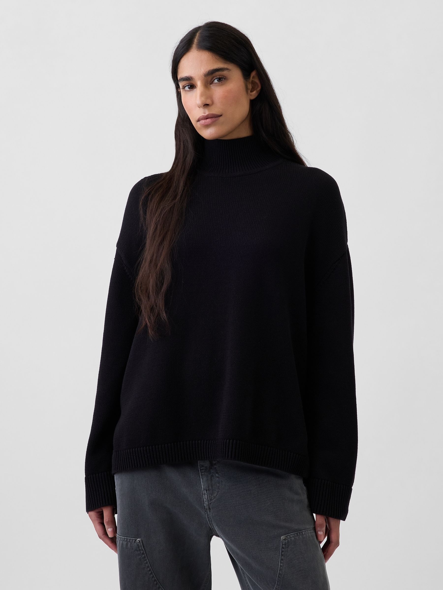 Black Oversized Turtleneck Jumper - Image 1 of 3
