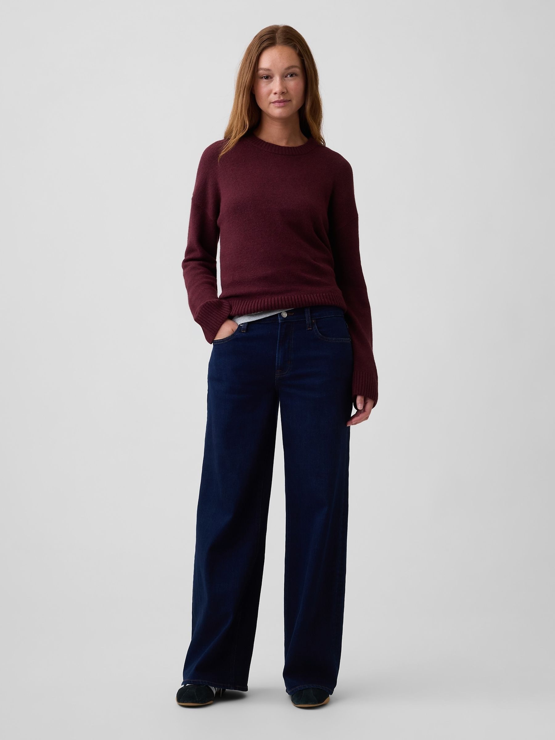 Burgundy Red CashSoft Relaxed Crew Neck Jumper - Image 3 of 5