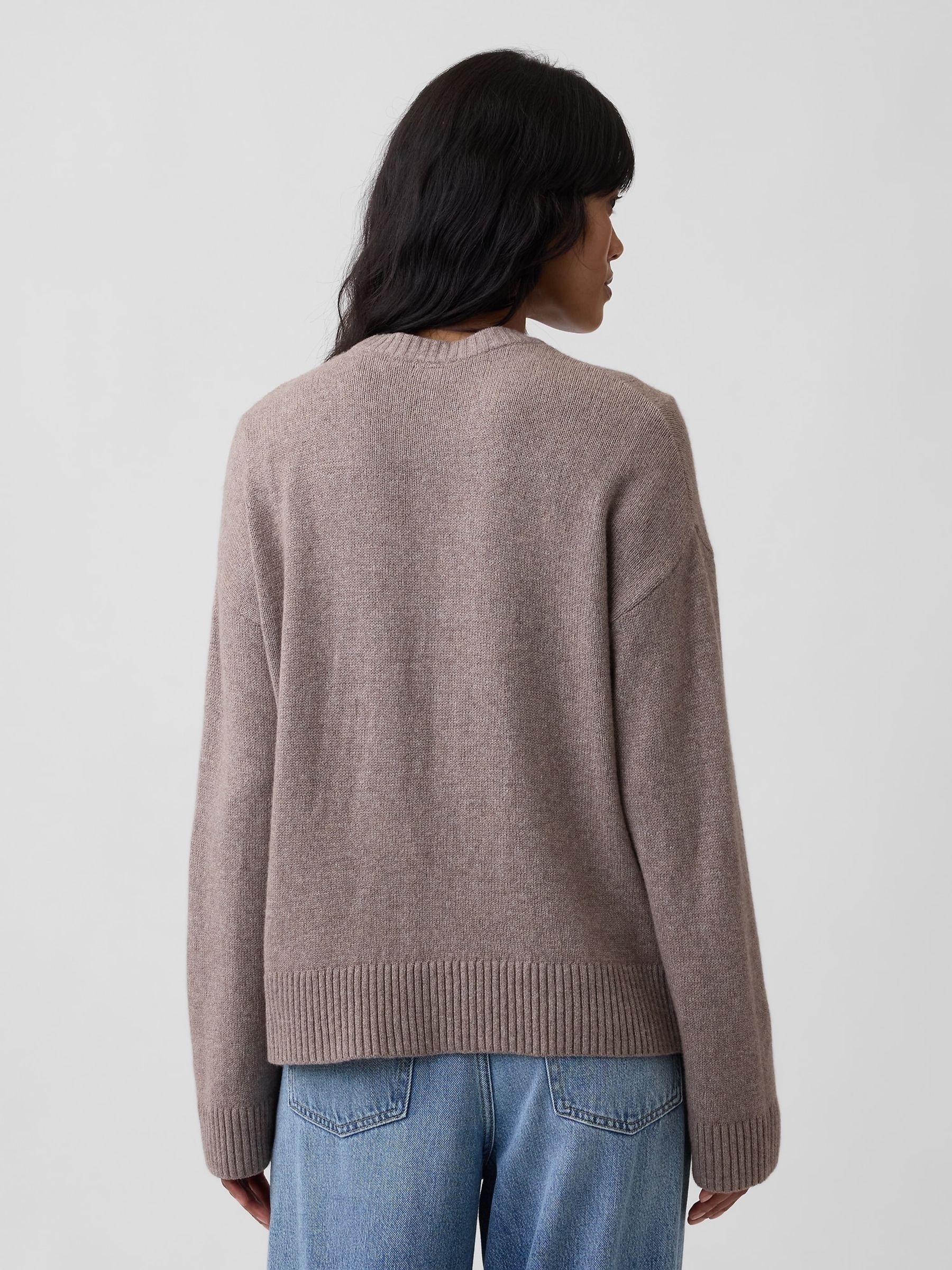 Cool Brown CashSoft Relaxed Crew Neck Jumper - Image 2 of 5 Cool Brown CashSoft Relaxed Crew Neck Jumper - Image 2 of 5