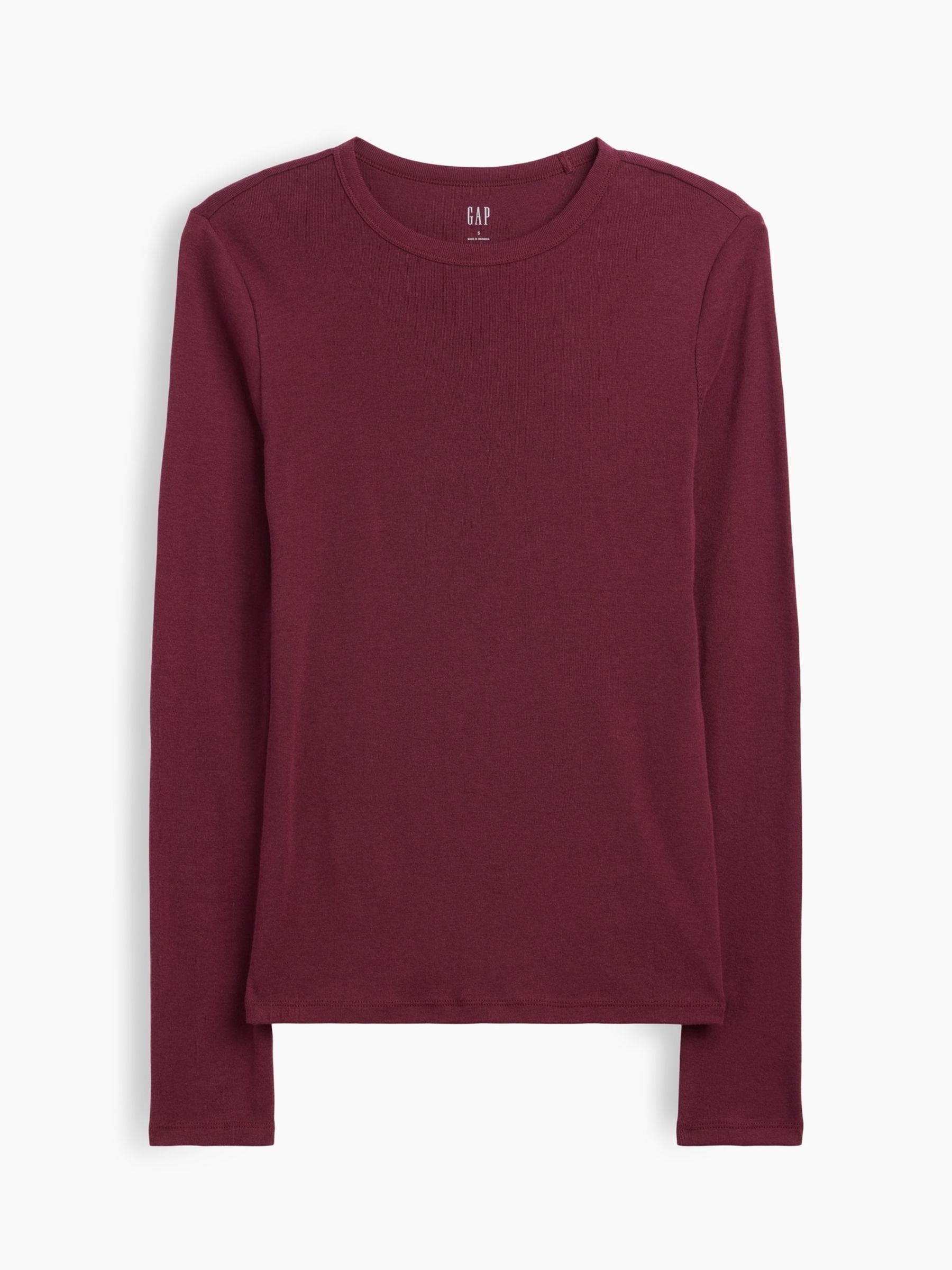 Burgundy Modern Ribbed Crew Neck T-Shirt - Image 5 of 5