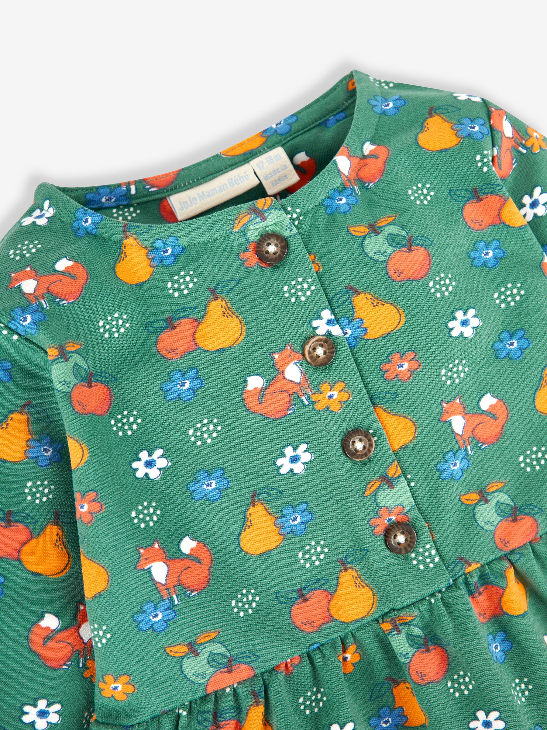 Green Fox & Fruit Button Front Dress - Image 4 of 4