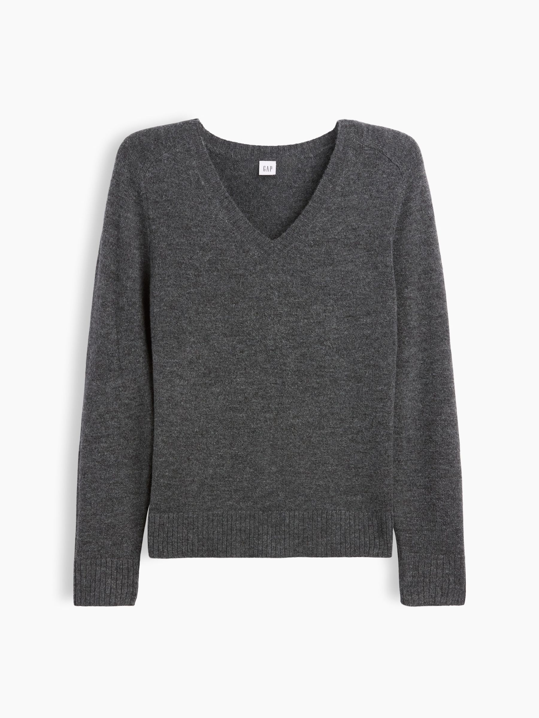 Dark Grey Relaxed Lightweight V-Neck Jumper - Image 4 of 5