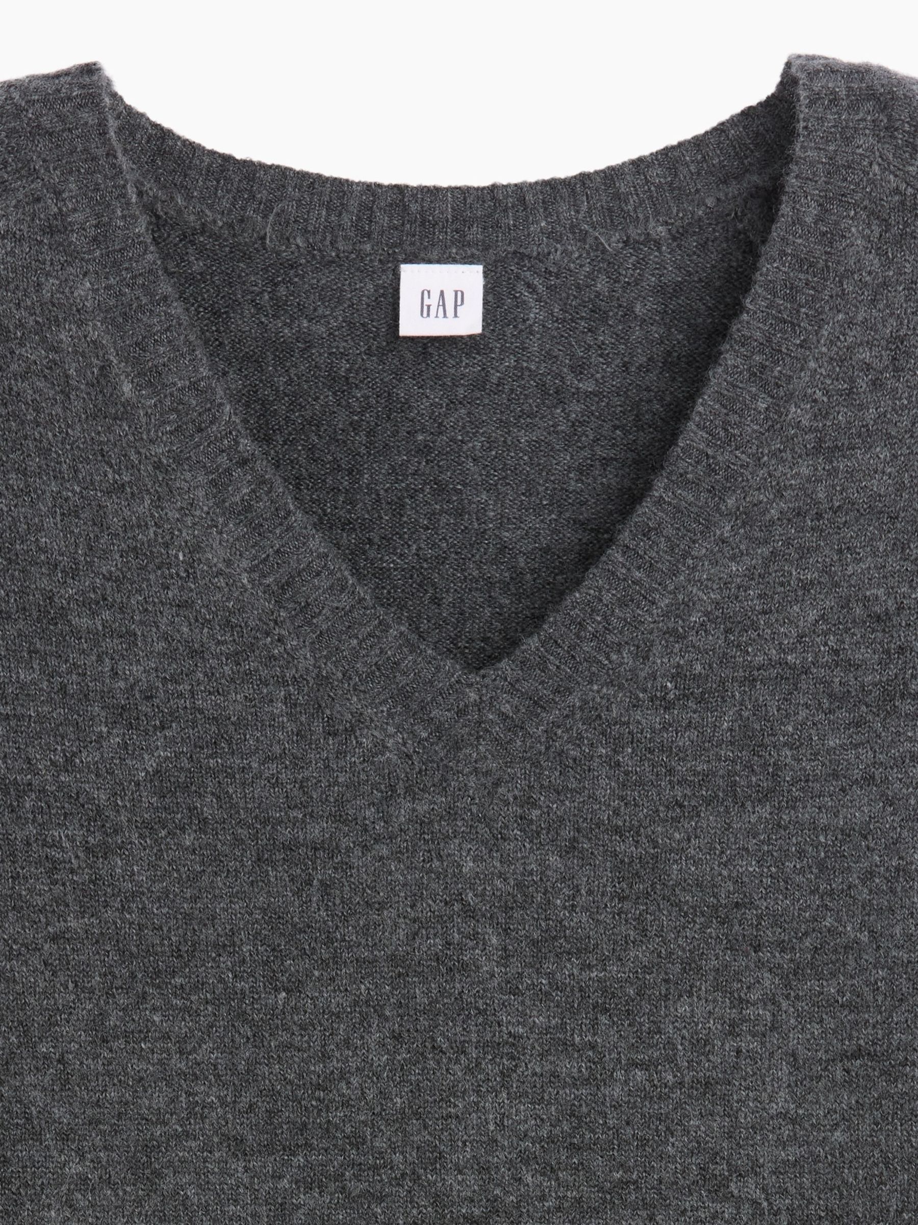 Dark Grey Relaxed Lightweight V-Neck Jumper - Image 5 of 5