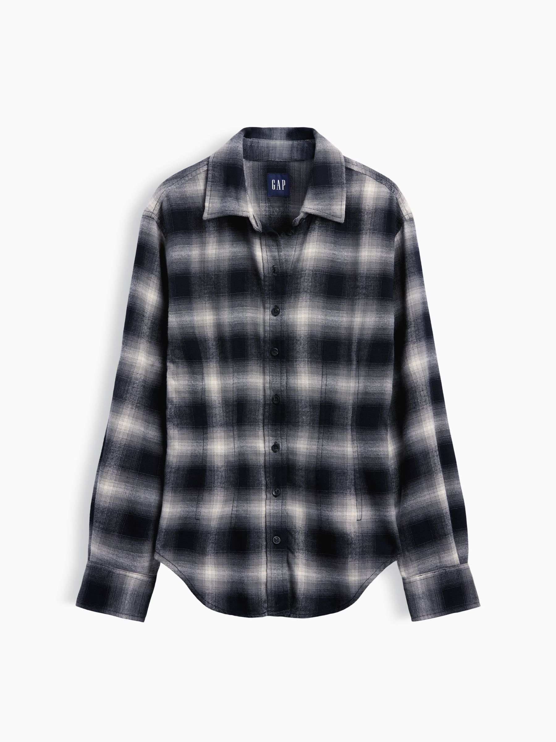 Black Check Flannel Fitted Shirt - Image 5 of 5 Black Check Flannel Fitted Shirt - Image 5 of 5