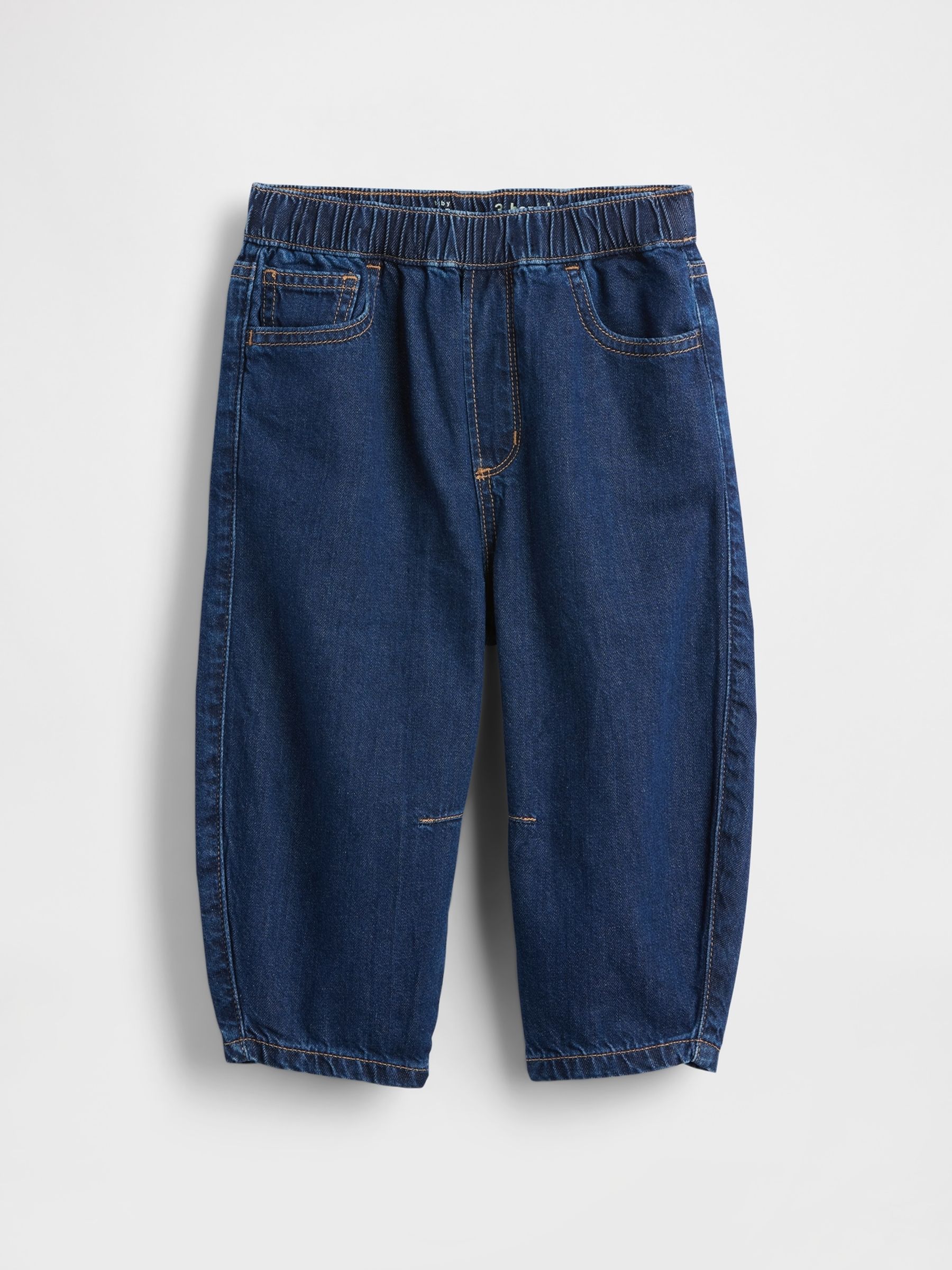 Dark Wash Pull-on Barrel Jeans - Image 2 of 3