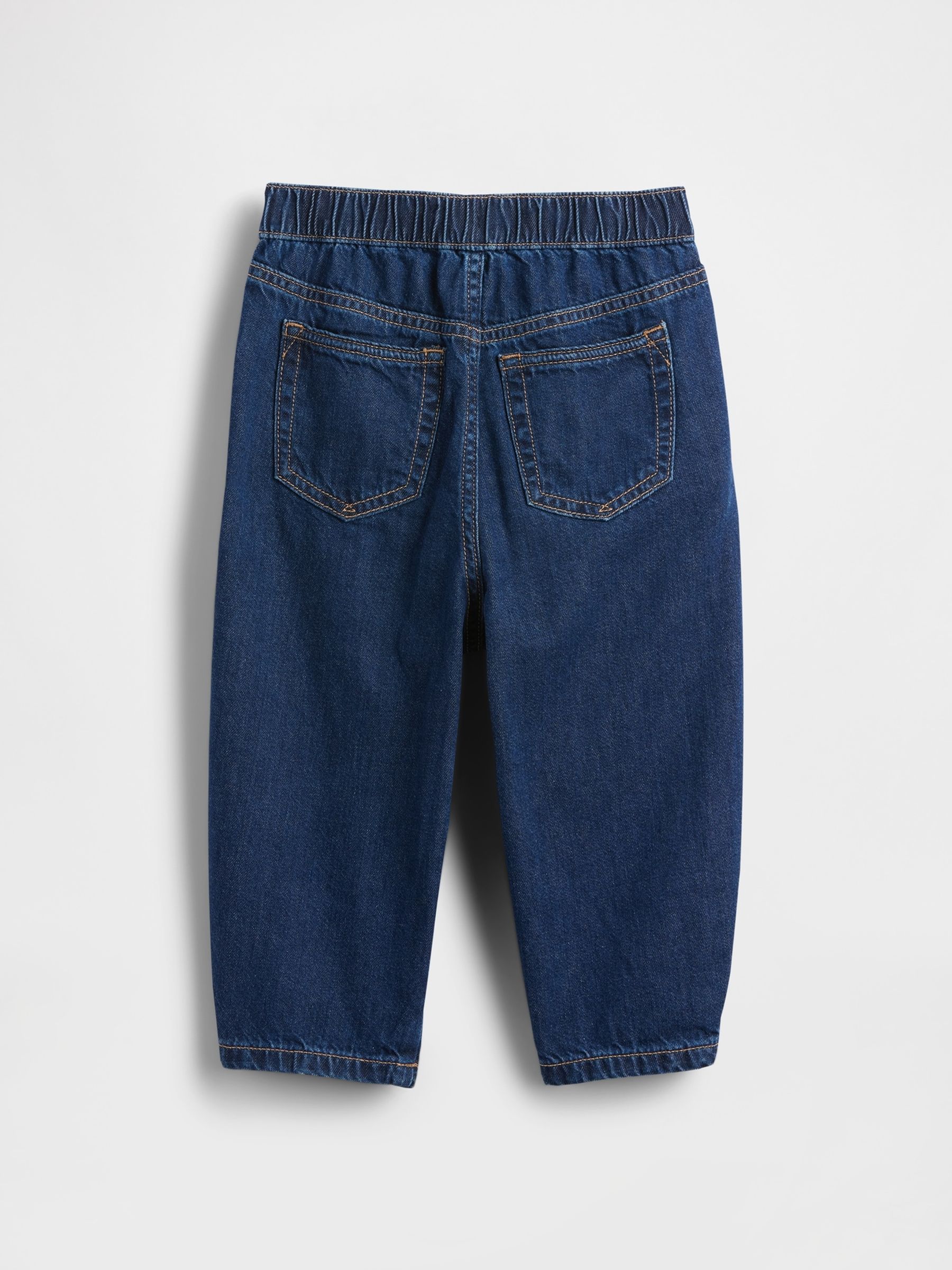 Dark Wash Pull-on Barrel Jeans - Image 3 of 3