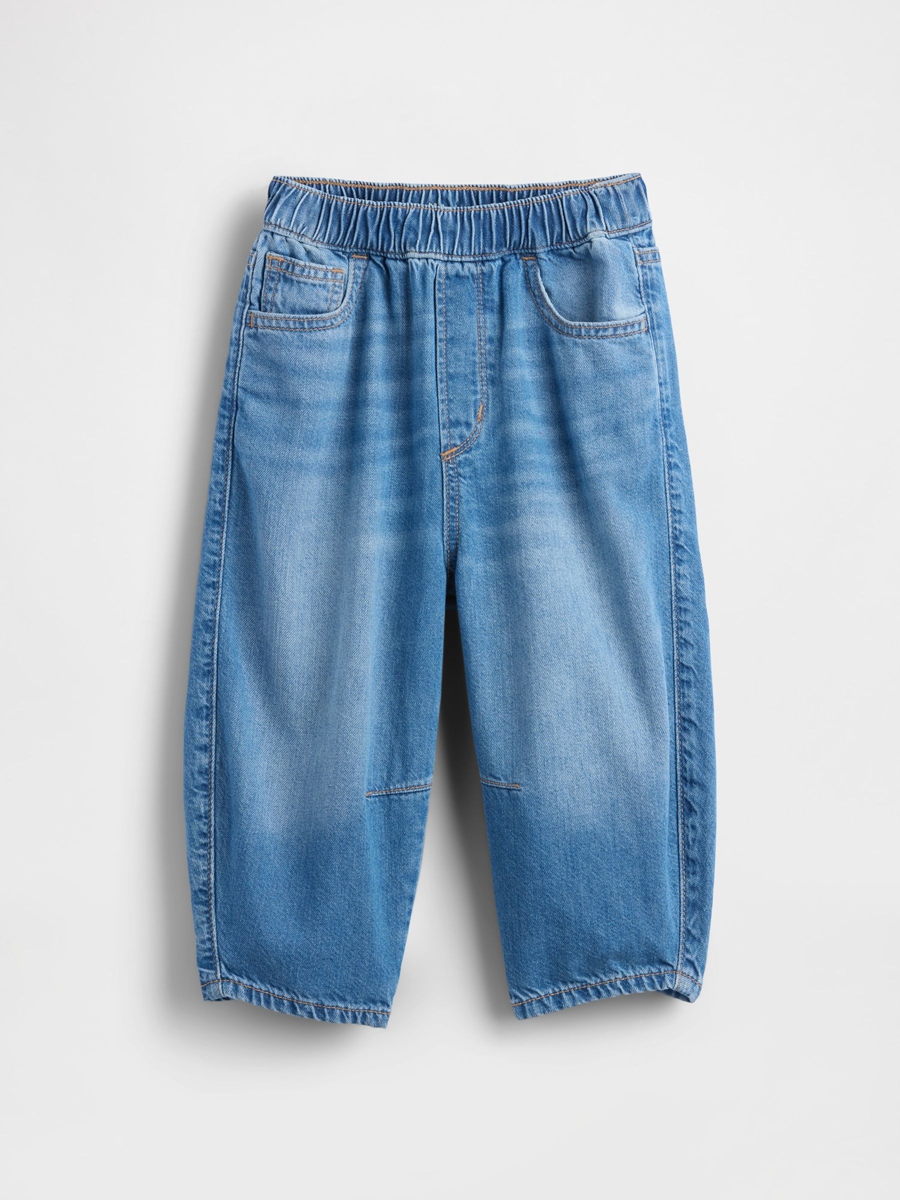Medium Wash Blue Pull-on Barrel Jeans - Image 2 of 3