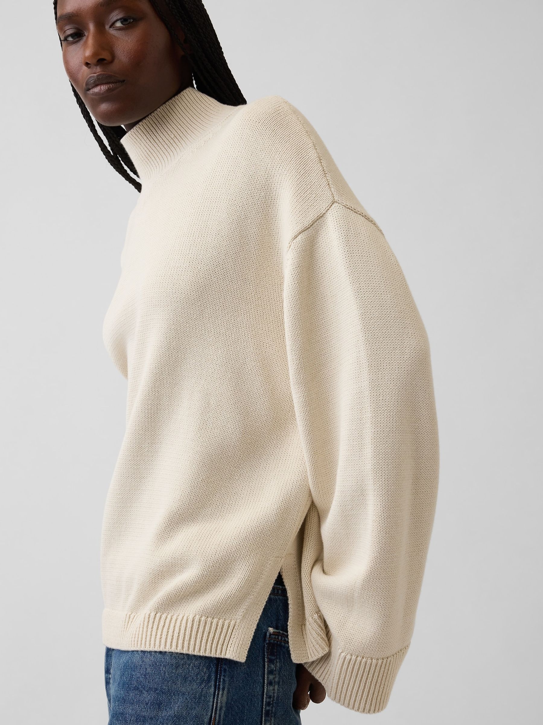 Cream Oversized Turtleneck Jumper - Image 4 of 4