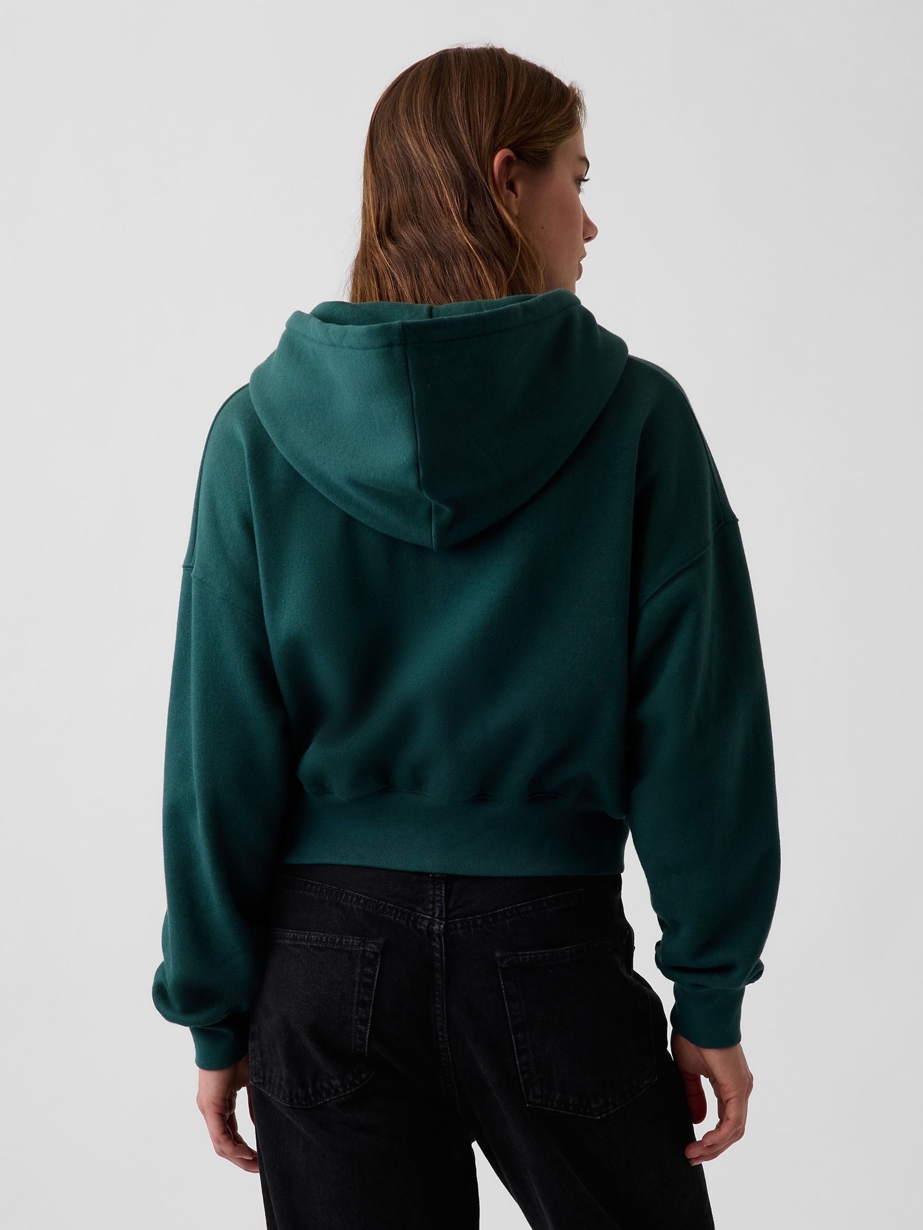 Green Vintage Soft Oversized Logo Zip-Up Hoodie - Image 2 of 4
